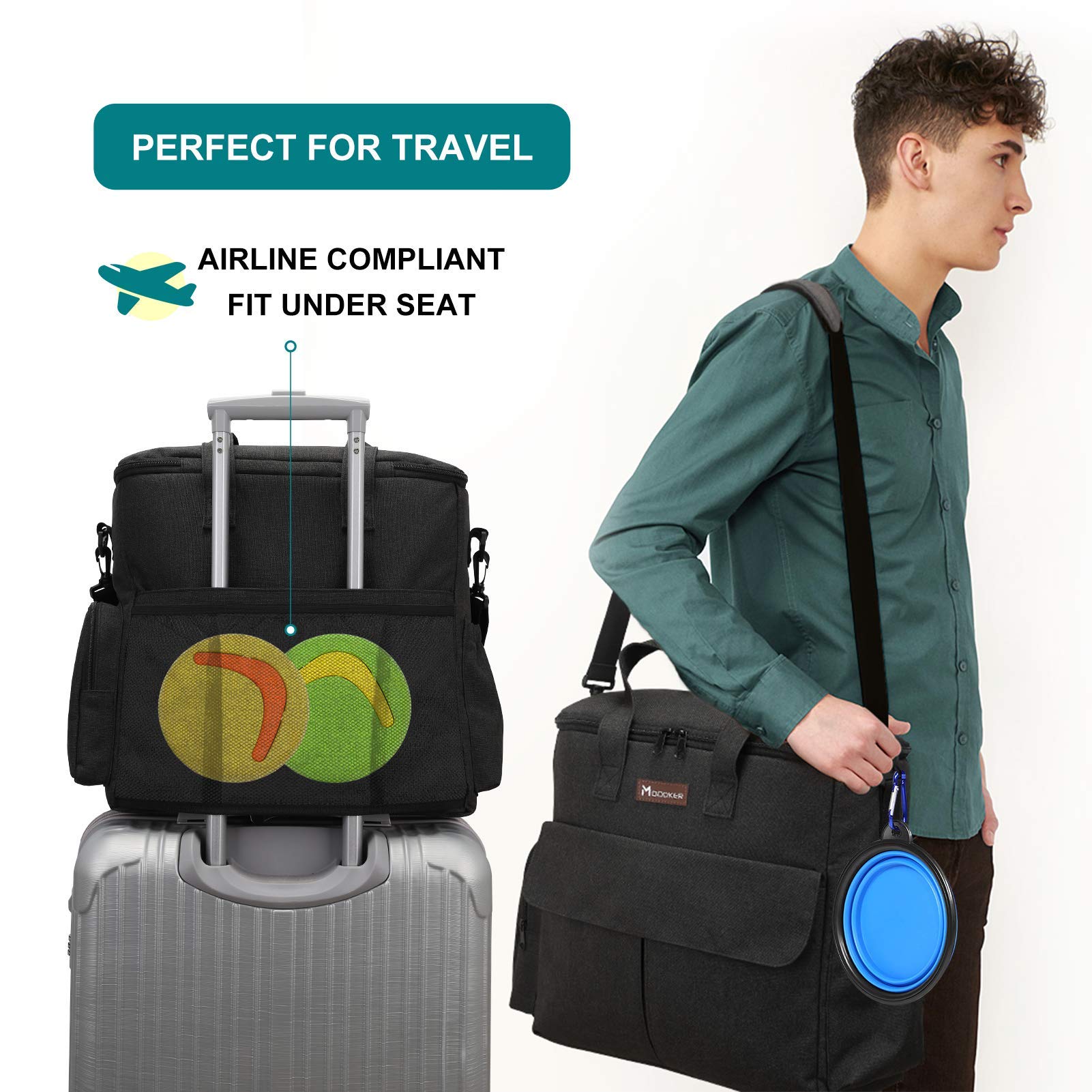 Modoker Dog Travel Bag Dog Travel Kit for a Weekend Away Set Includes Pet Travel Bag Organizer for Accessories, 2 Collapsible Do