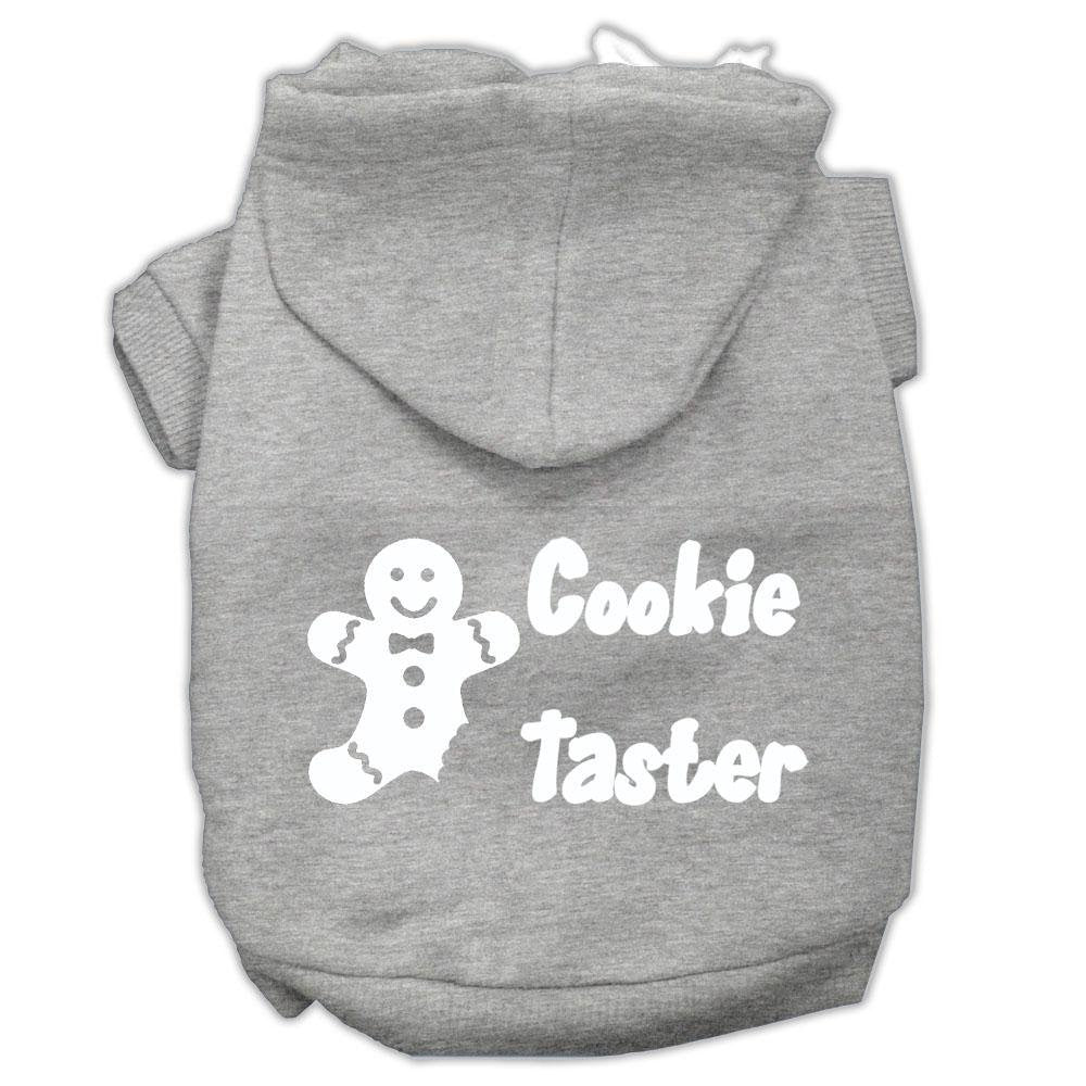 Christmas Pet Dog & Cat Hoodie Screen Printed, Cookie Taster Gray SM (3-6 lbs.)
