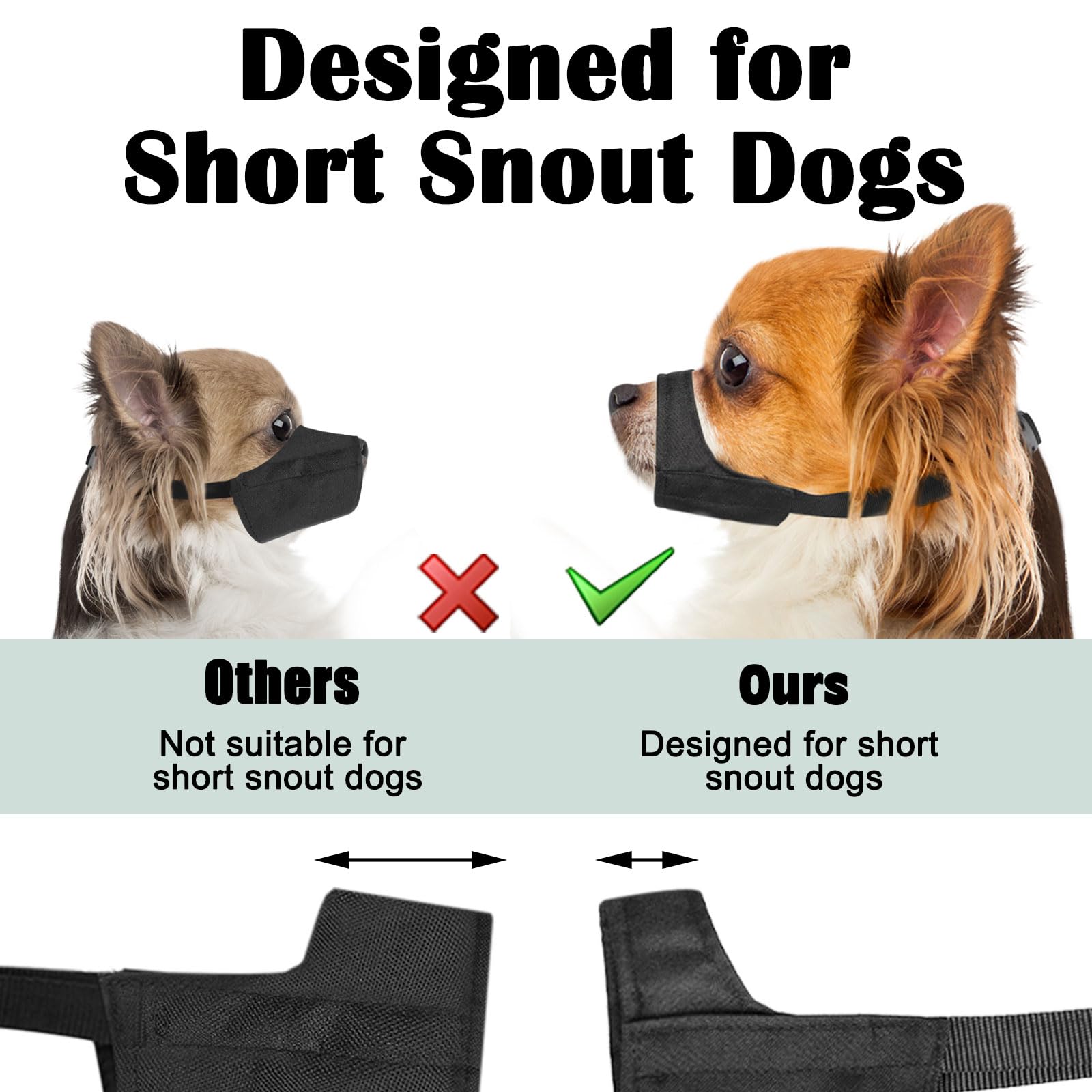 Mayerzon Short Snout Dog Muzzle For Small Medium Large Dog, Soft Muzzle For Chihuahua Shih Tzu American Bulldog For Grooming, St