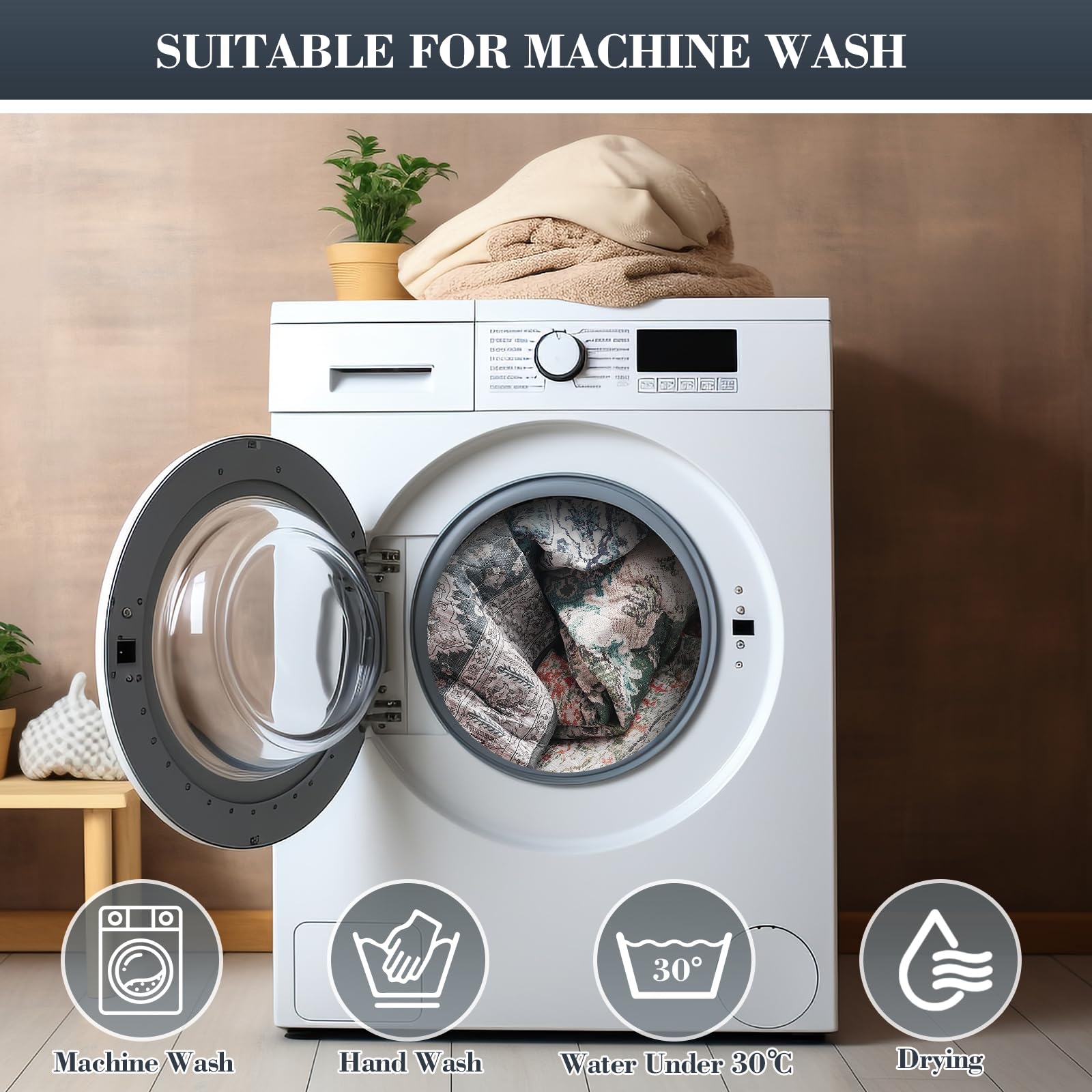 Non-Slip Dog Washable Pee Pad Extra Large 72'' X 72'', Boho Rusable Pee Pad For Dogs, Pet Training Pad For Playpen Mat, Waterpro