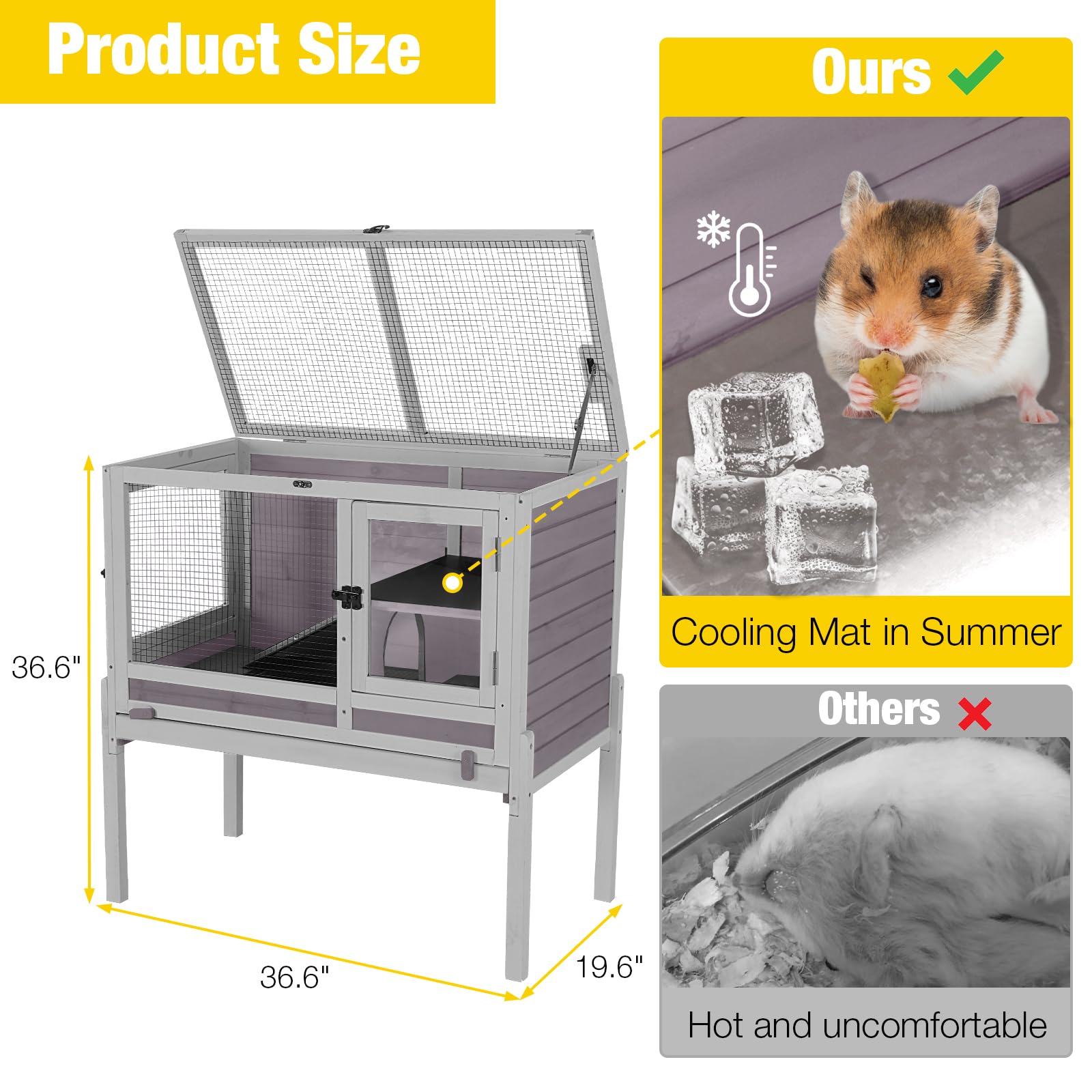 Aivituvin Wooden Guinea Pig Cages Indoor With Removable Stand, Anti Chewing Rabbit Hutch With Ramp And Wire Mesh, 2 Story Small