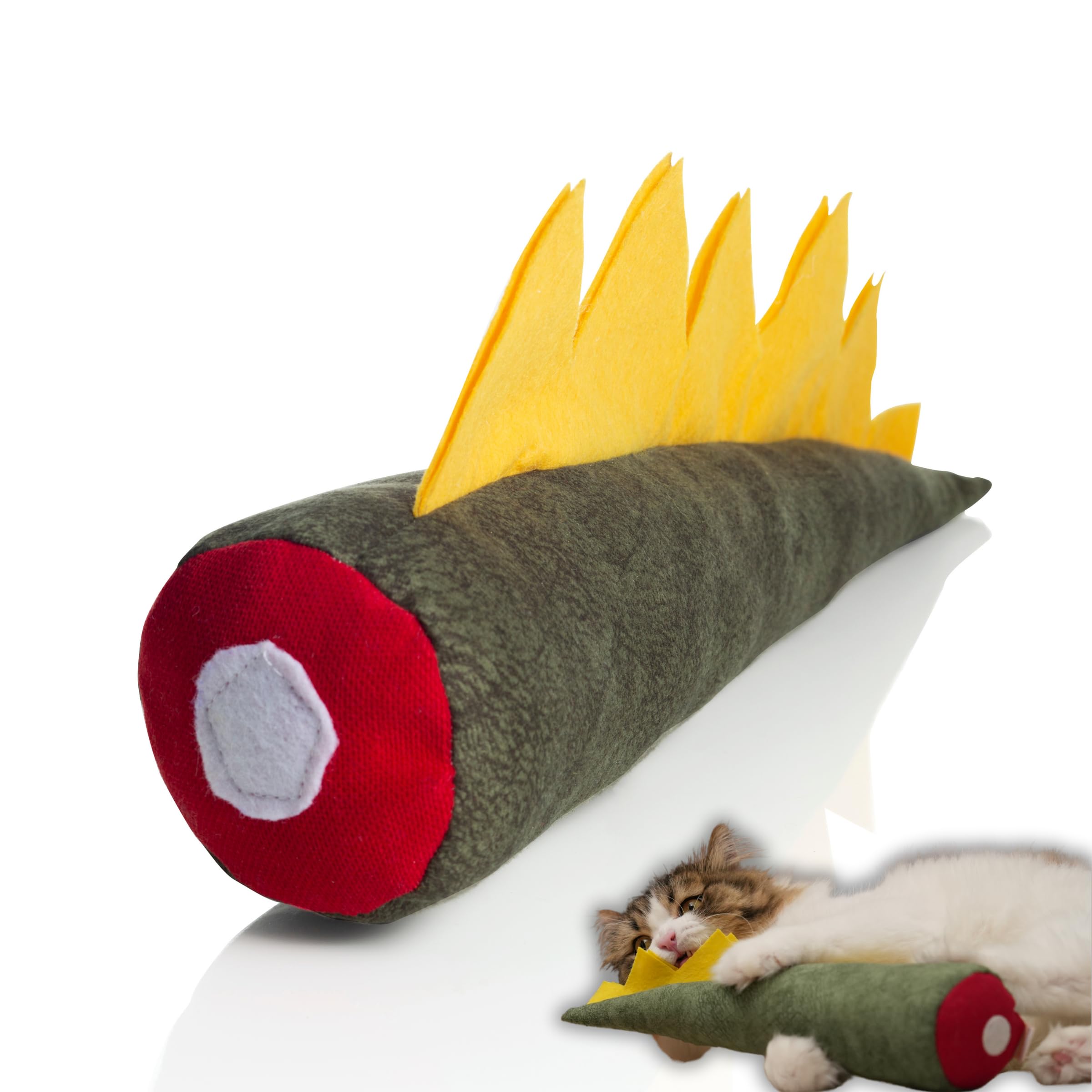 pawdaz Large Cat Toy Dino - Catnip Matatabi Silvervine Filled Help Relief Stress Interactive Indoor Cat Kicker (Green)