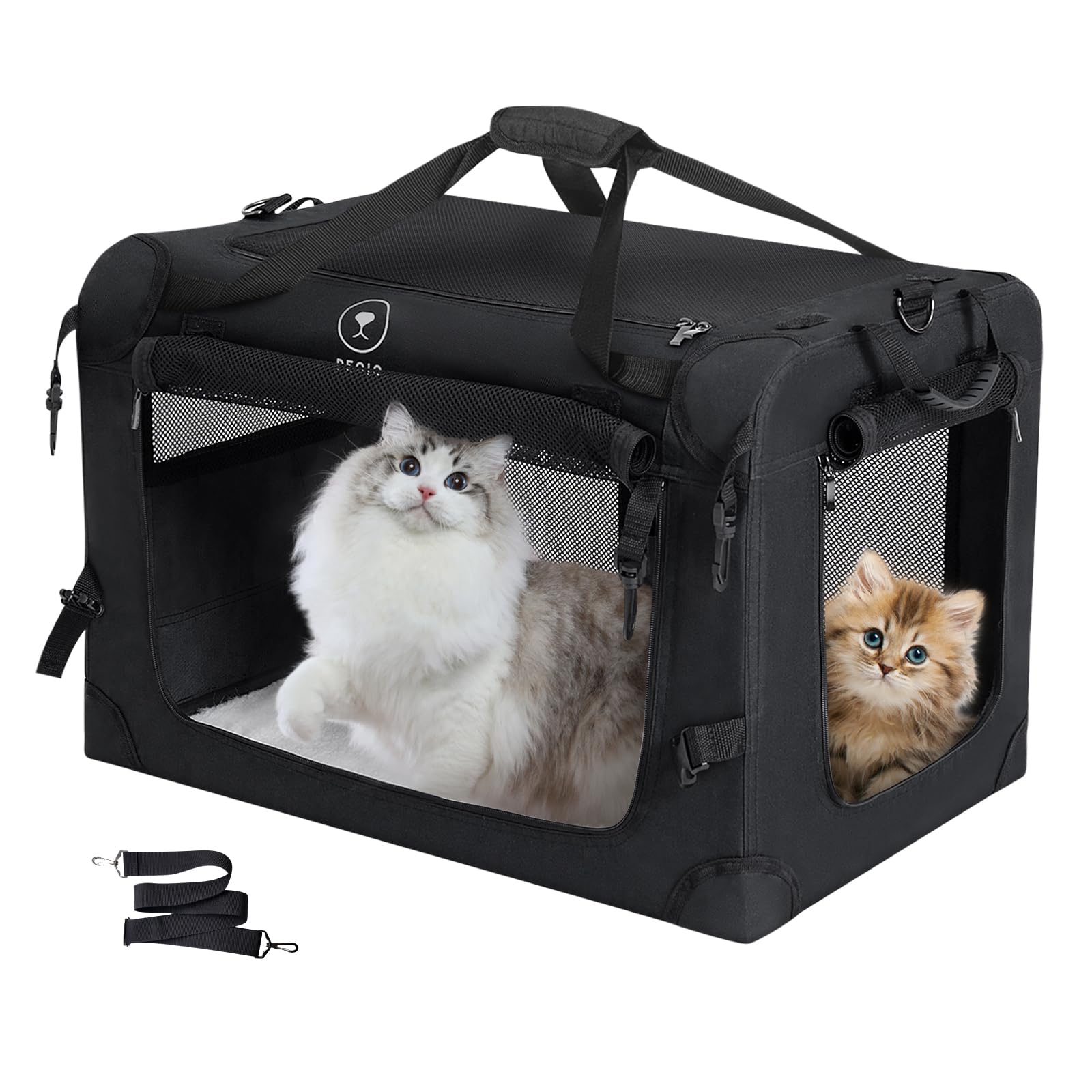 Pegic Extra Large Cat Carrier For Car Travel, Pegic Soft Sided Collapsible Pet Carrier For Outdoor And Indoor Uses, Roomy Cat Ca