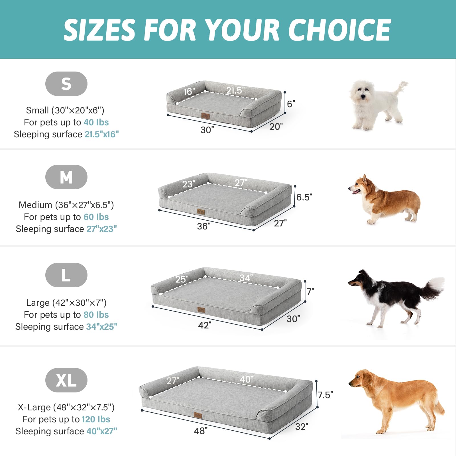 COZY KISS Cooling Dog Bed, Orthopedic Foam Dog Bed with Sides, Removable Washable Cover & Waterproof Lining and Nonskid Bottom,