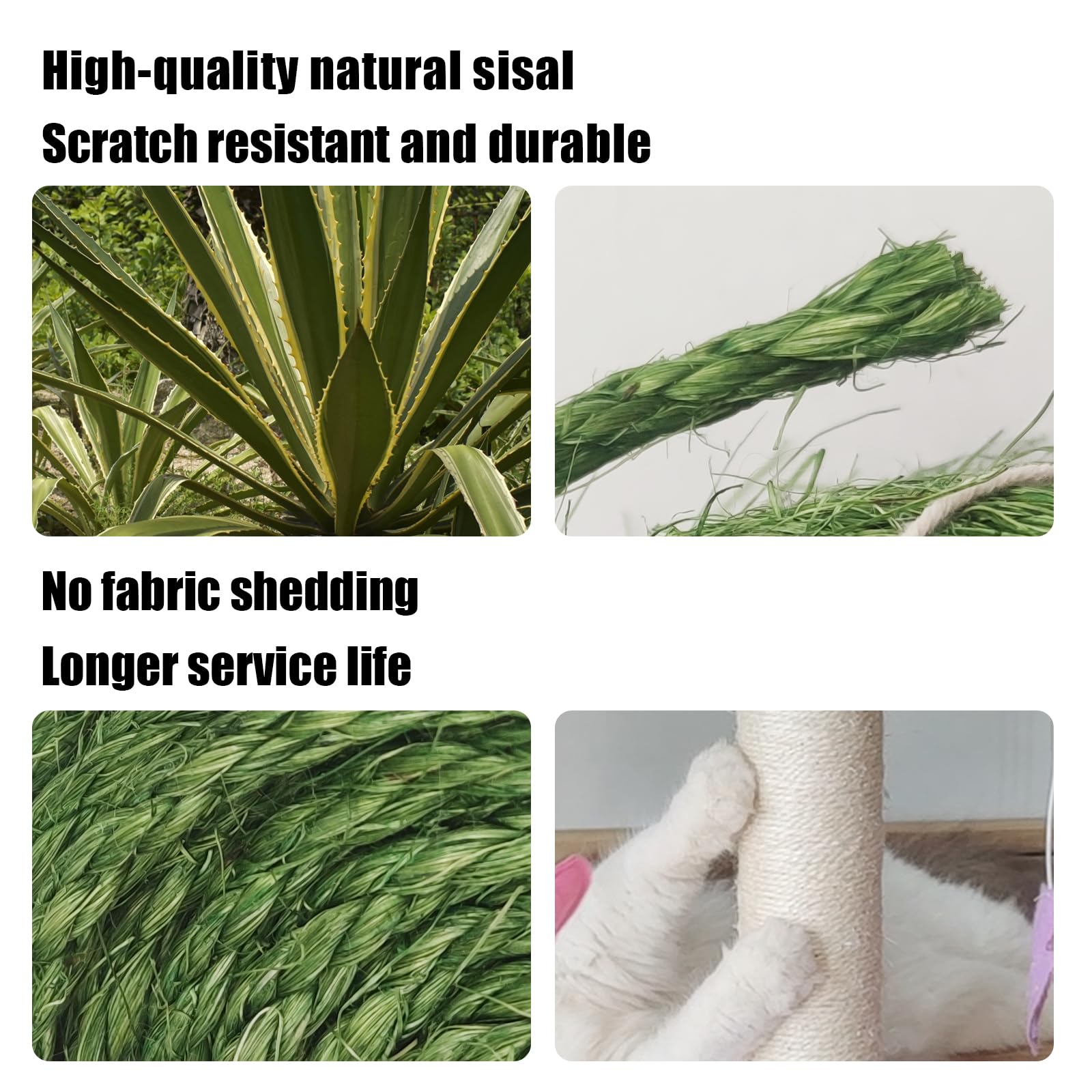 Xrzitky Natural Sisal Rope For Cat Scratcher, 1/4 Inch 65Ft Sisal Rope For Cat Scratching Post Repair Replacement, Multi Color C