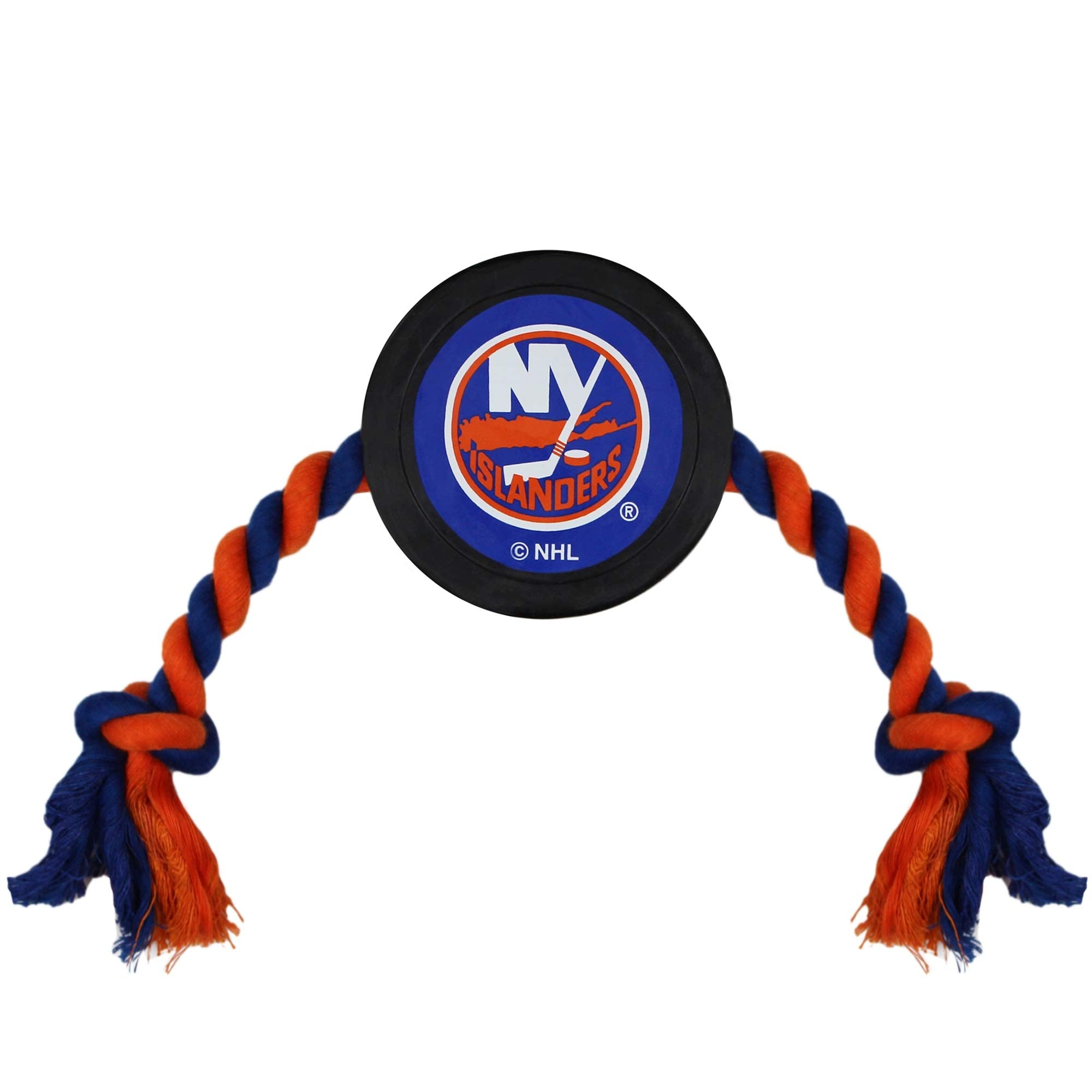 Pets First NHL New York Islanders Puck Toy for Dogs & Cats. Play Hockey with Your Pet with This Licensed Dog Tough Toy Reward!