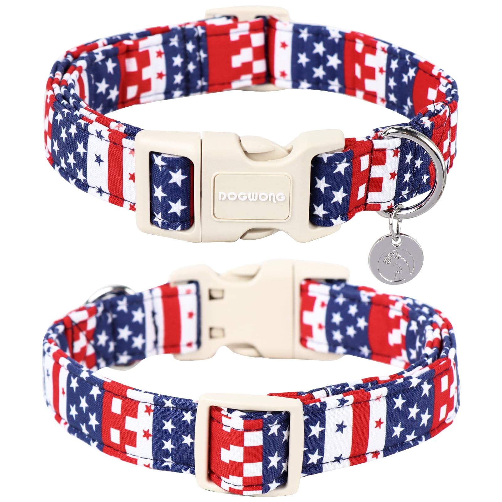 Dogwong Cotton Dog Collar, Patriotic Dog Collar Durable Soft Natural Fabric Pet Dog Collars Cute Patriotic Puppy Necklace For Sm