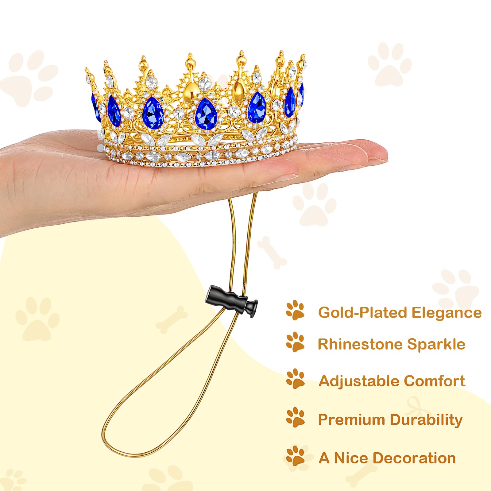 Abbylike Pet Rhinestone King Crown, Queen Crown for Halloween Costume for Small Dog Cat Cosplay Party Accessories Adoption Celeb