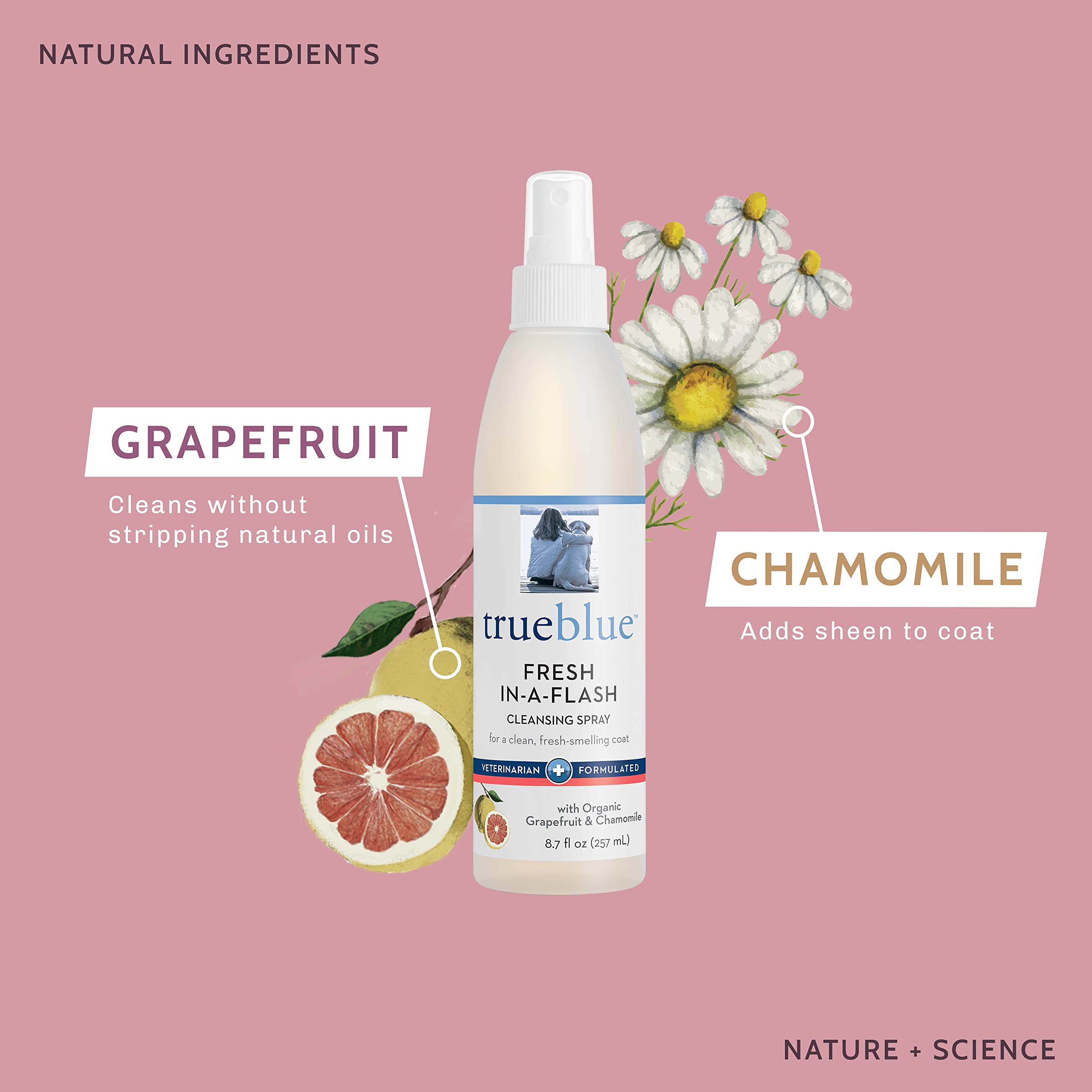 Trueblue Grapefruit & Chamomile Fresh-In-A-Flash Cleansing Dog Spray – Refreshes, Conditions Coats For Dogs, Puppies, Cats – Moisturizing, Toxin Free, Natural Botanical Blend – 8.7 Fl. Oz.