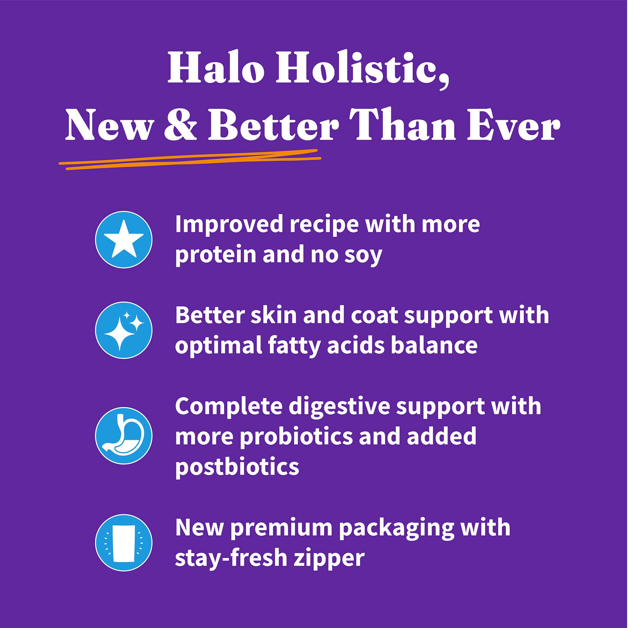 Halo Holistic Cat Food Dry, Wild-caught Whitefish Recipe for Sensitive Stomach Support, Complete Digestive Health, Dry Cat Food