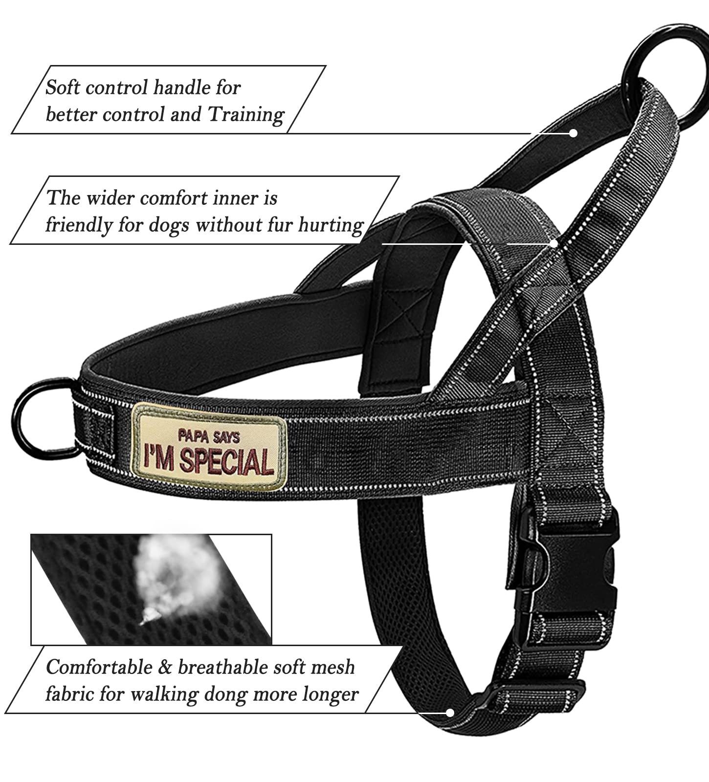 Qifbyfb Dog Harness, No Pull Reflective Adjustable Harness For Medium Large Dogs, Escape Proof, Lightweight, Breathable, Oxford