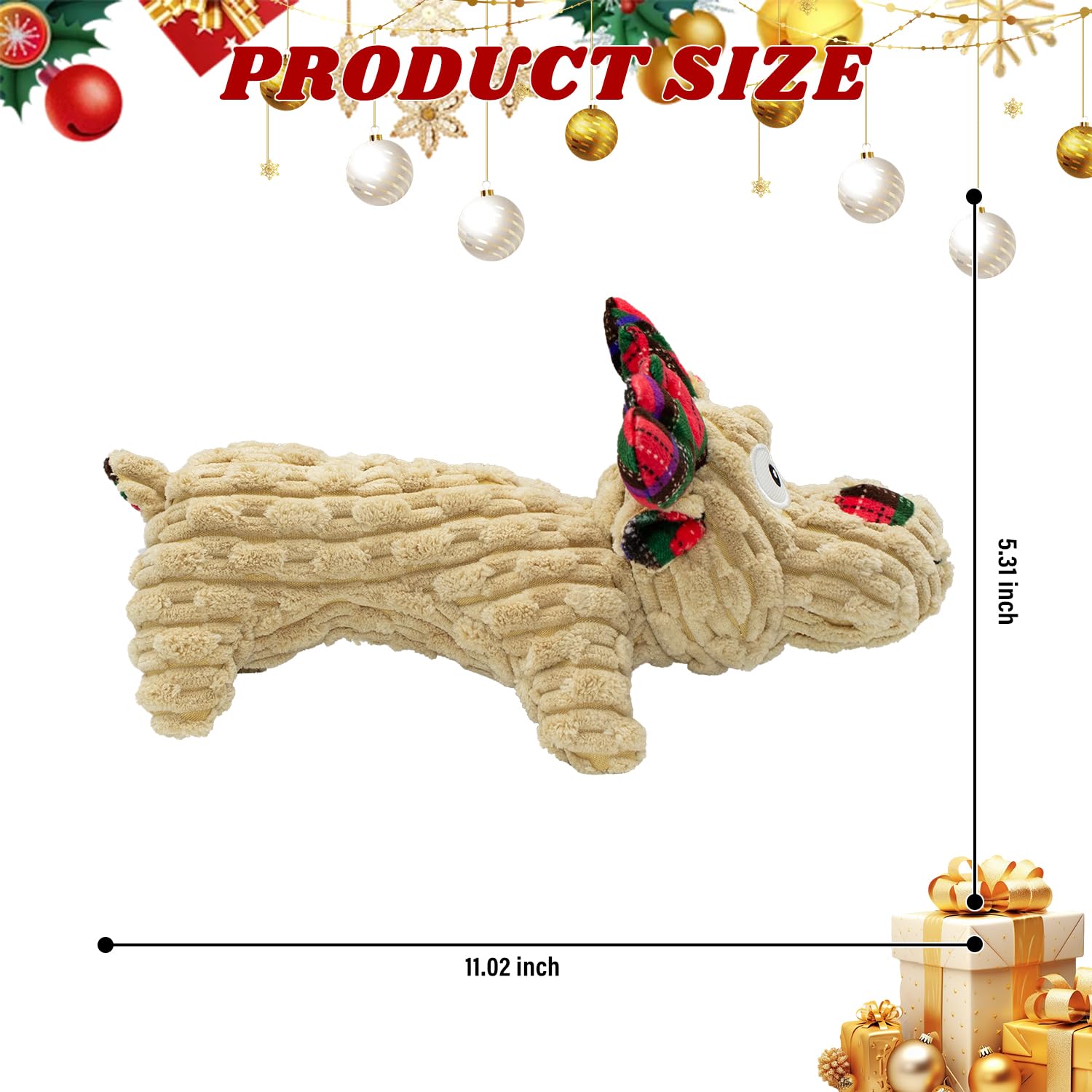 Cneeeeeb Dog Toys Squeaky Interactive Puppy Teething Chew Toy Stuffed Pp Cotton Crinkle Sound Paper Tail,Deer Shape For Large Me