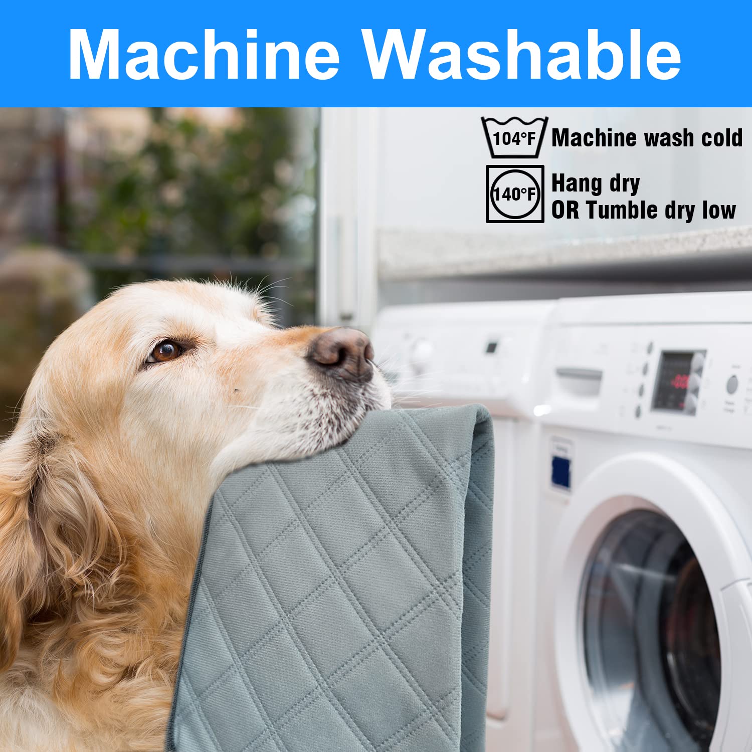 Rioussi Washable Pee Pads For Dogs, Reusable, Absorbent, Leakproof, Non Slip Pet Puppy Pads For Potty Training. Light Gray, 18X2