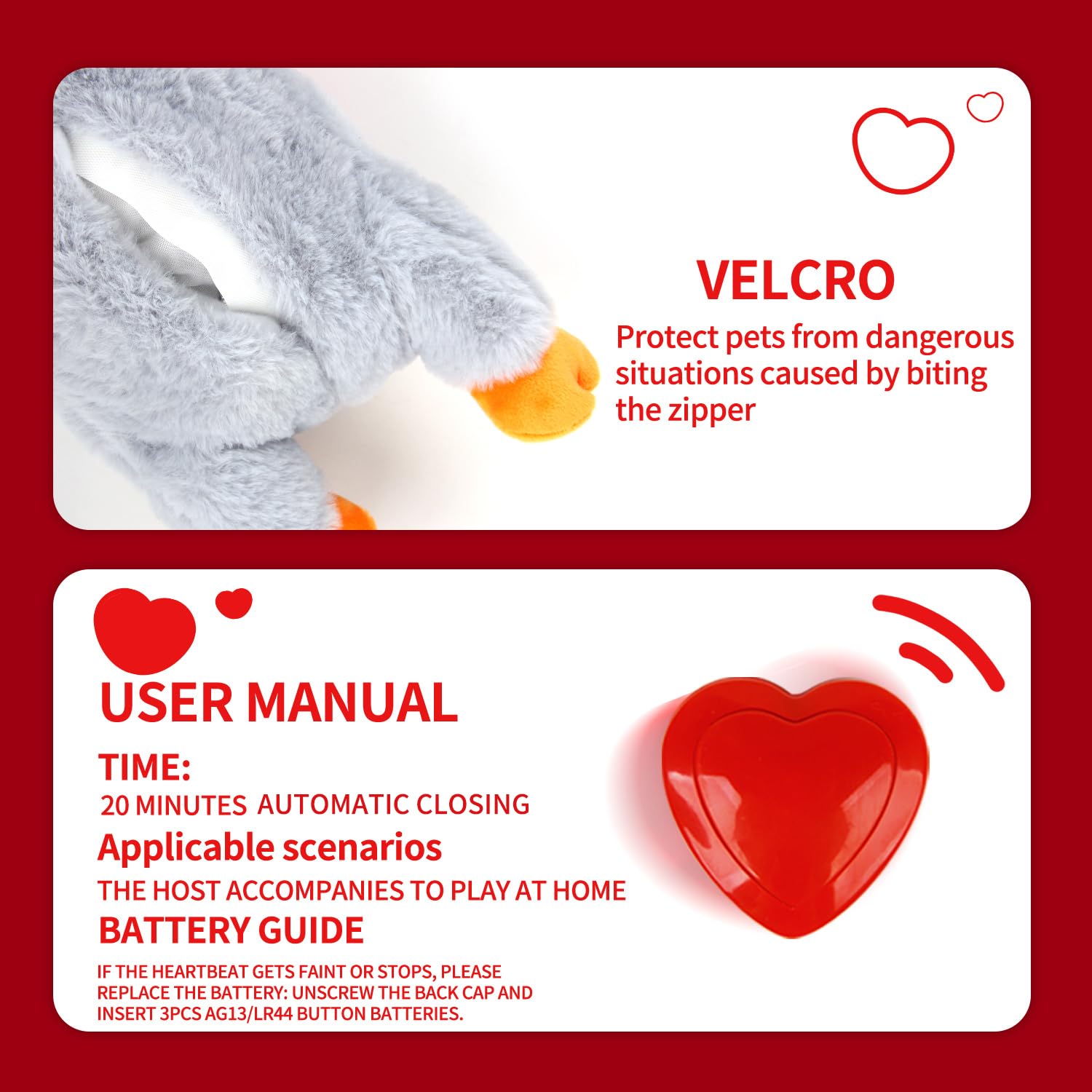 All For Paws Dog Stuffed Animals With Heartbeat,Small Dog Toys For Dog Anxiety Relief,Puppy Behavioral Training Aid Toy Dog Stuff (Grey Sheep(Heartbeat + Warm Bag))