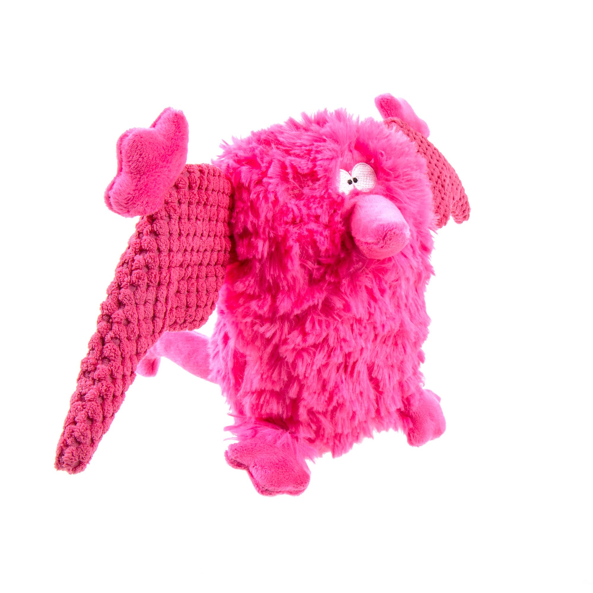 Godog Playclean Pterodactyl Squeaky Plush Dog Toy With Odor-Eliminating Essential Oils, Chew Guard Technology - Pink, Small