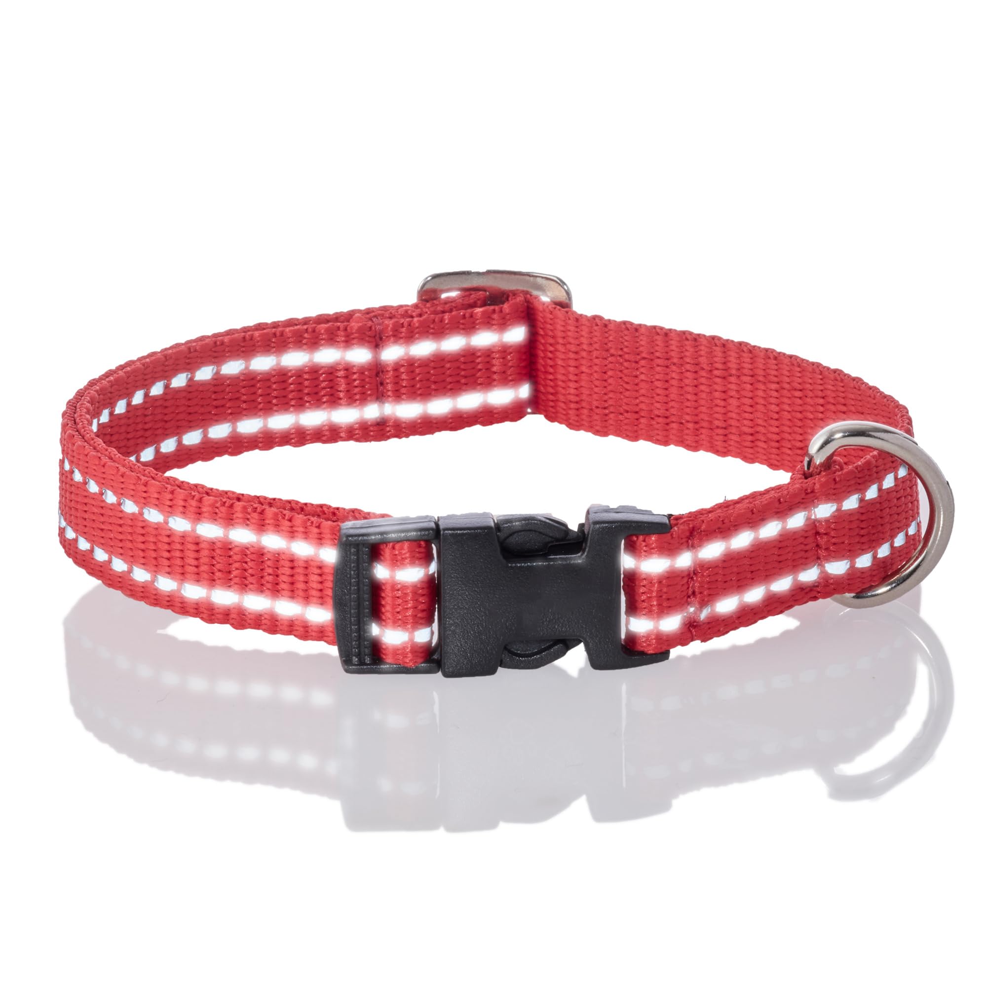 Pet Passion Adjustable Reflective Dog Pet Collar For Small, Medium And Large Dogs, Red, X-Small