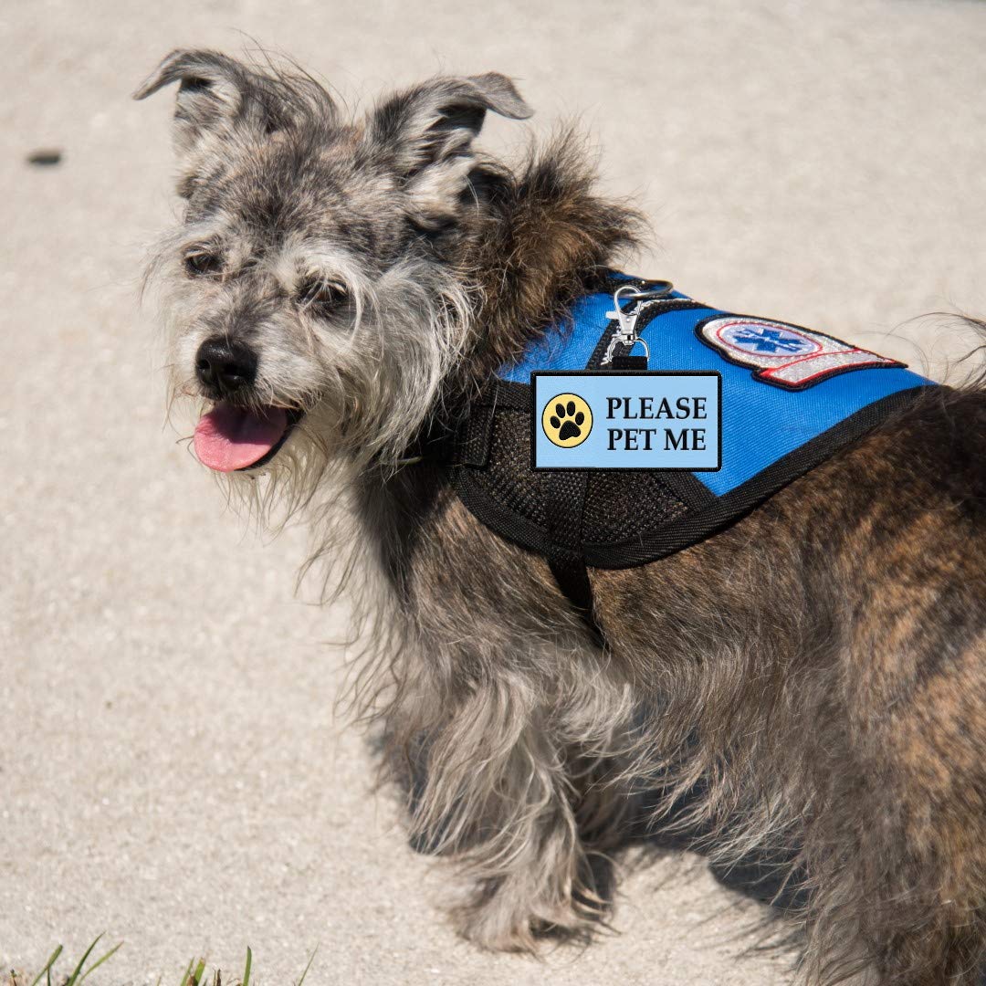 Please Pet Me Id Patch Tag - Clips To Service Dog Vest, Therapy Dog Vest, Harness, Collar, Leash, Or Carrier