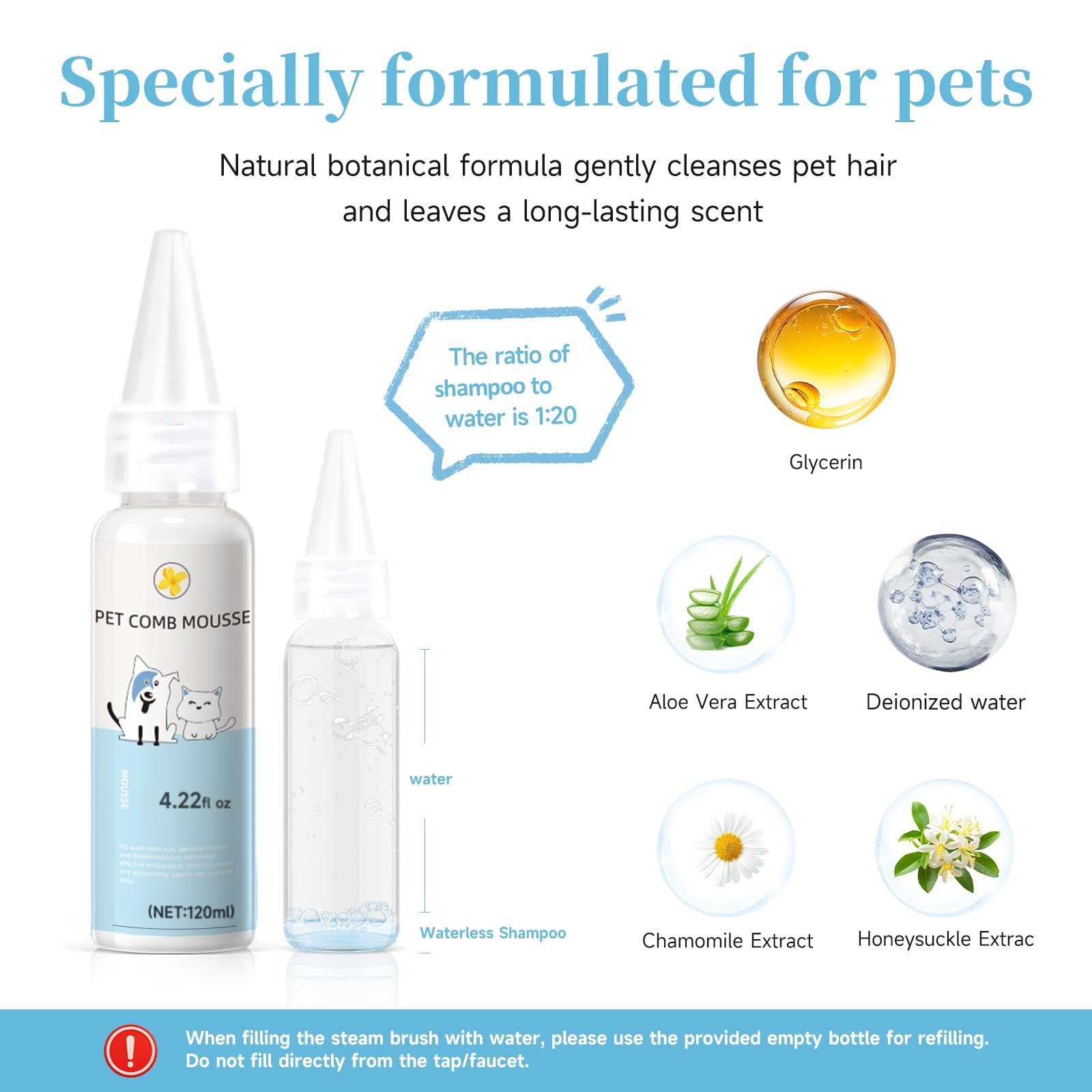 Pet Steam Brush For Dog & Cat - 3-In-1 Spray Hair Removal Comb - Steam For Shedding & Grooming - Water Brush For Long & Short Ha
