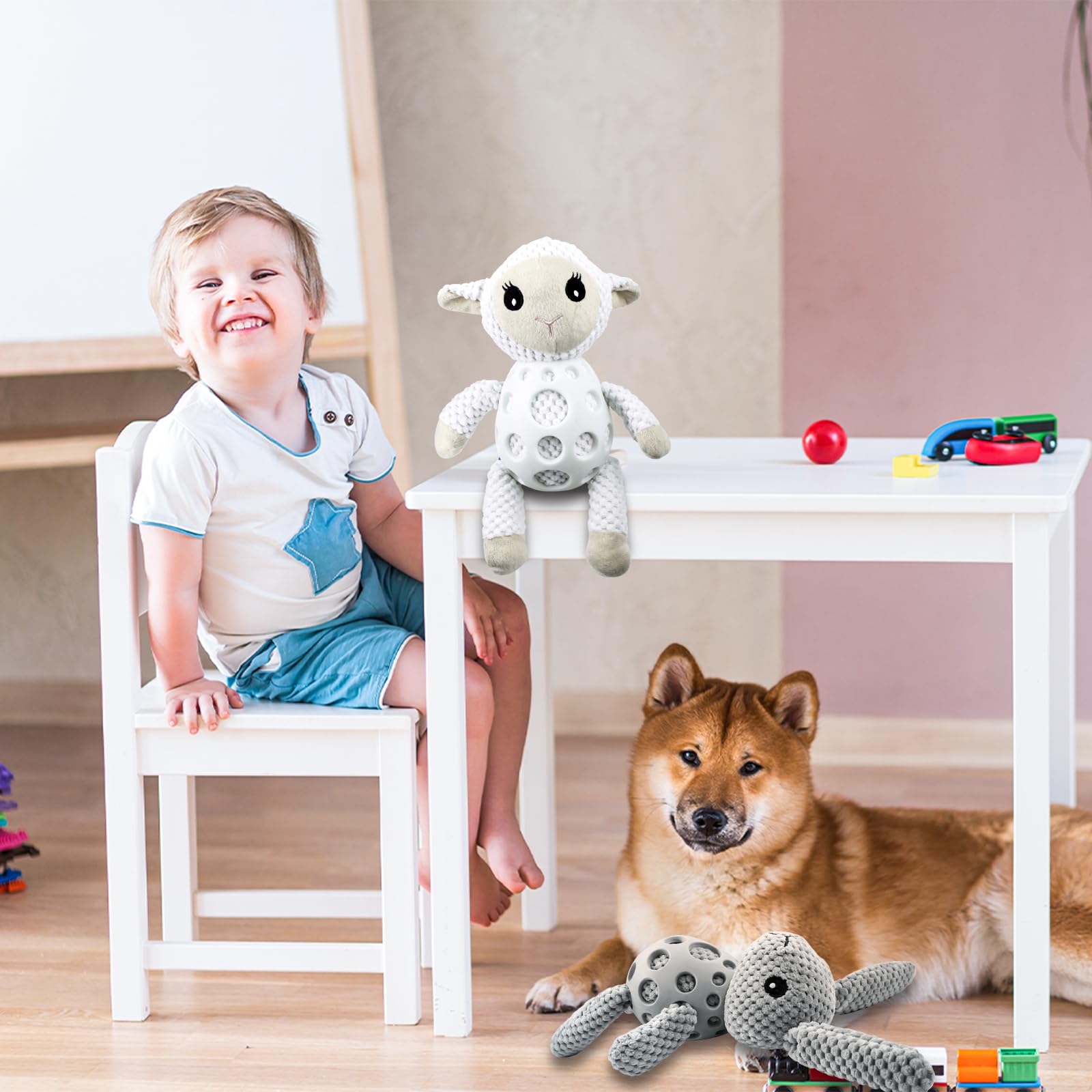 Aerbee Dog Plush Toys For Aggressive Chewers, Bite Resistant Tooth Grinding Rubber Plush Toys, Interesting Pet Toy Durable Puppy