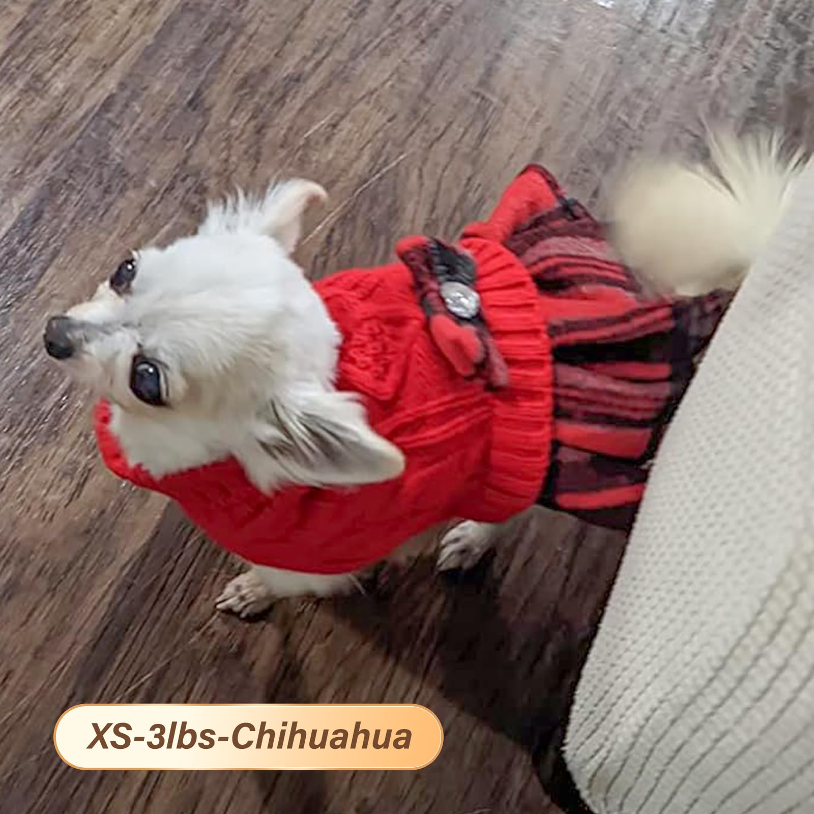 Kyeese Christmas Dogs Sweater Dress Plaid For Small Dogs With Bowtie Turtleneck Dog Pullover Knitwear Puppy Cat Sweaters Red