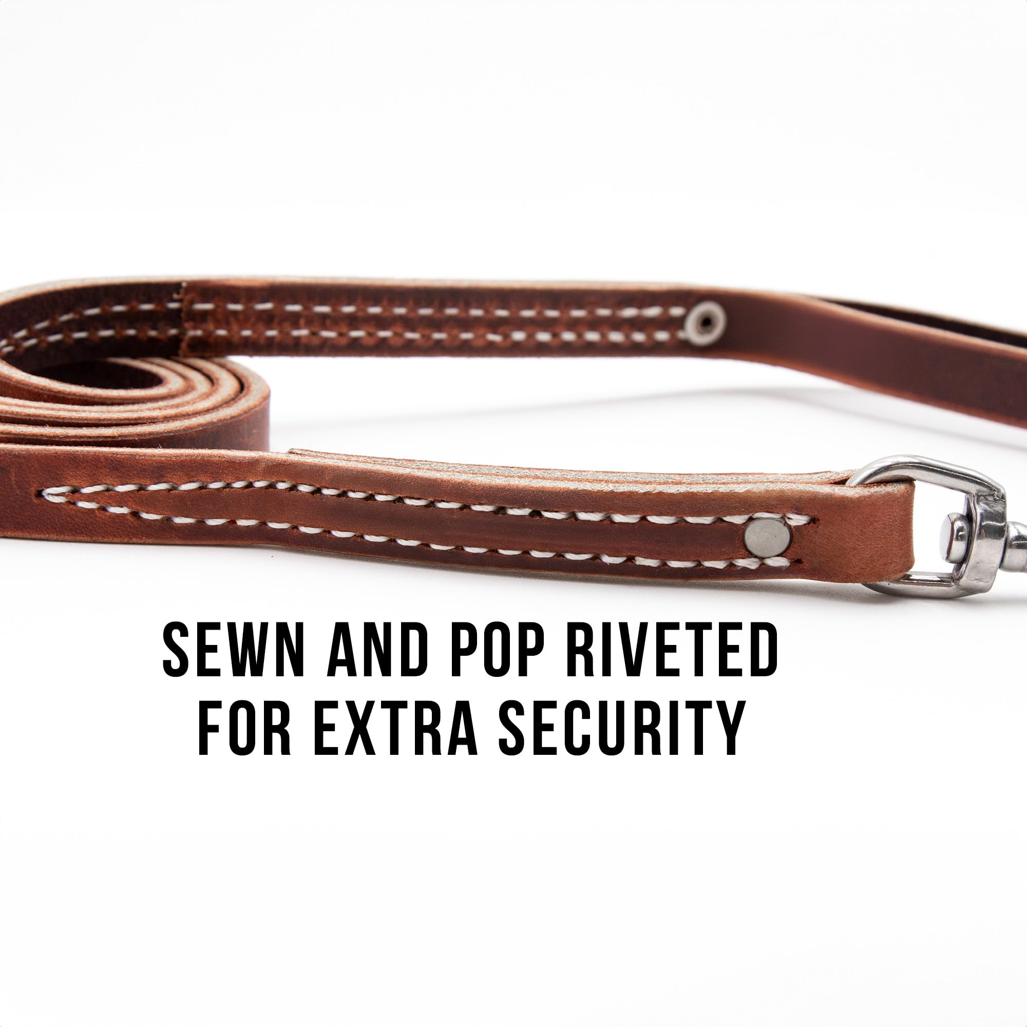 Leerburg 6ft Brown Latigo Leather Leash - 1/2 inch, Stainless Steel Hardware, Amish Made in Wisconsin