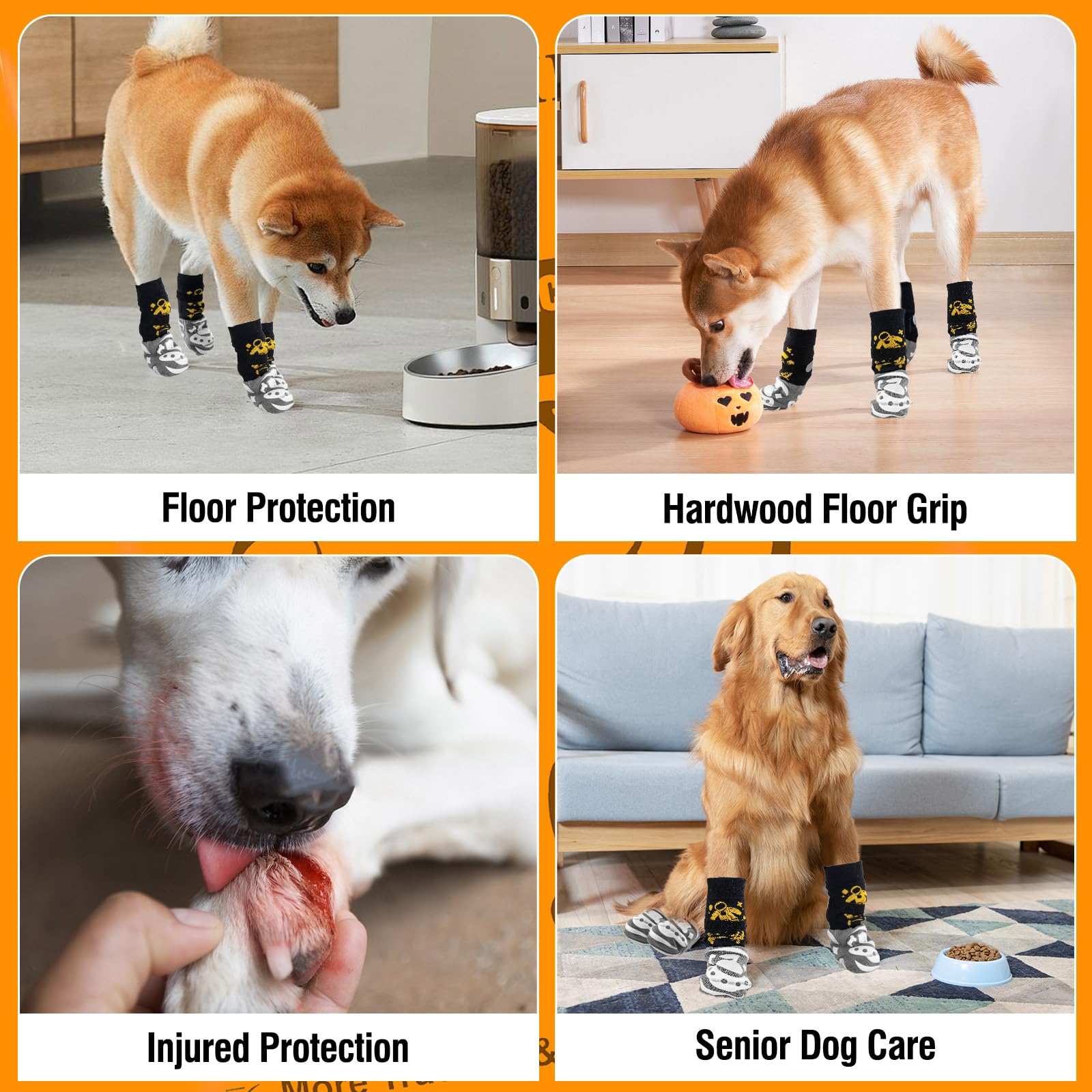 6 Pcs Anti Slip Dog Socks To Prevent Licking Paws,Dog Paw Protector With Double Sides Grips,Traction Control On Hardwood Floor F