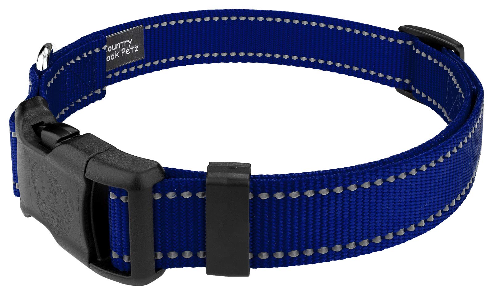 Country Brook Petz - Deluxe Royal Blue Reflective Nylon Dog Collar - Small