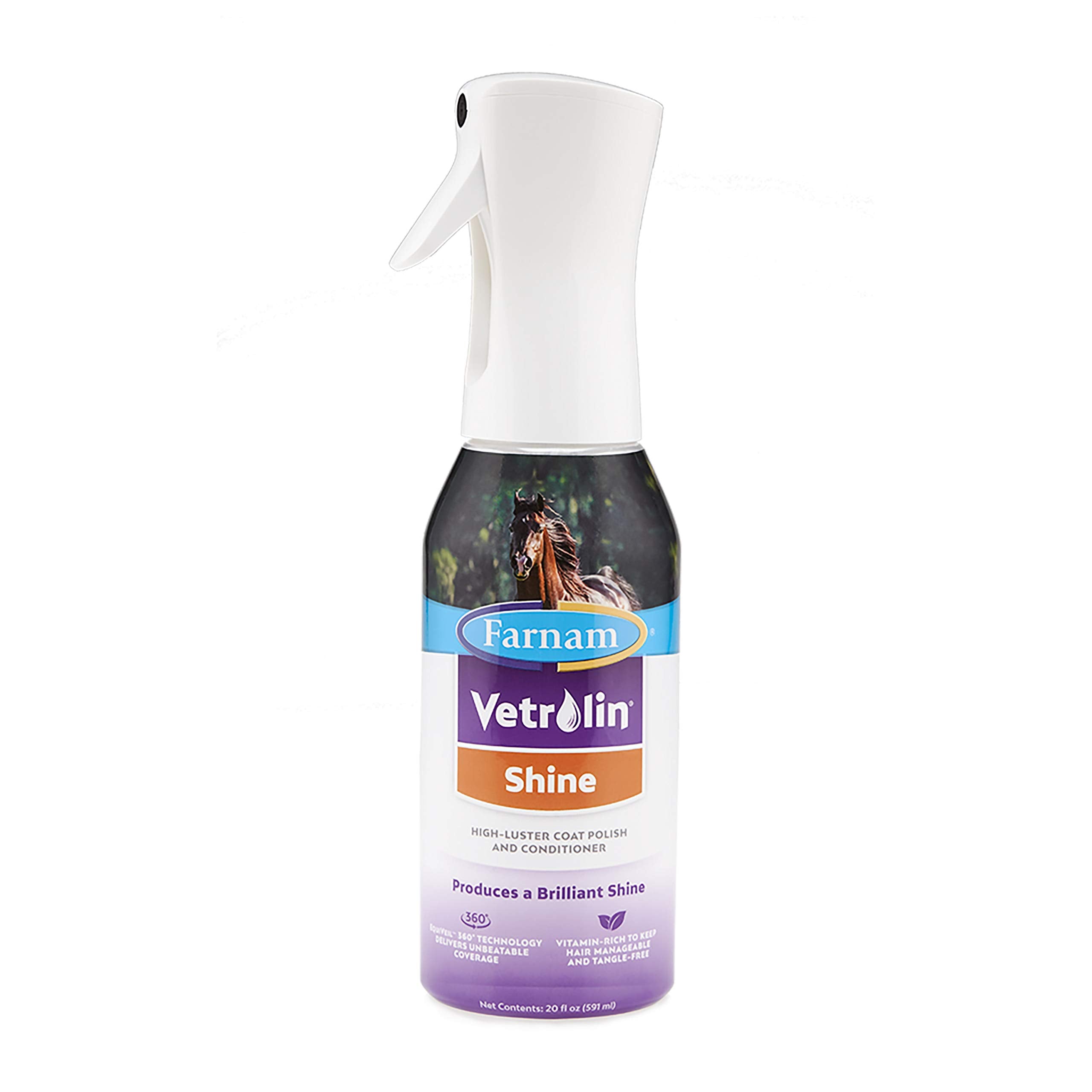 Farnam Vetrolin Shine Coat Conditioner And Shine, Non-Aerosol Continuous Spray For Horses And Dogs, 20 Ounces