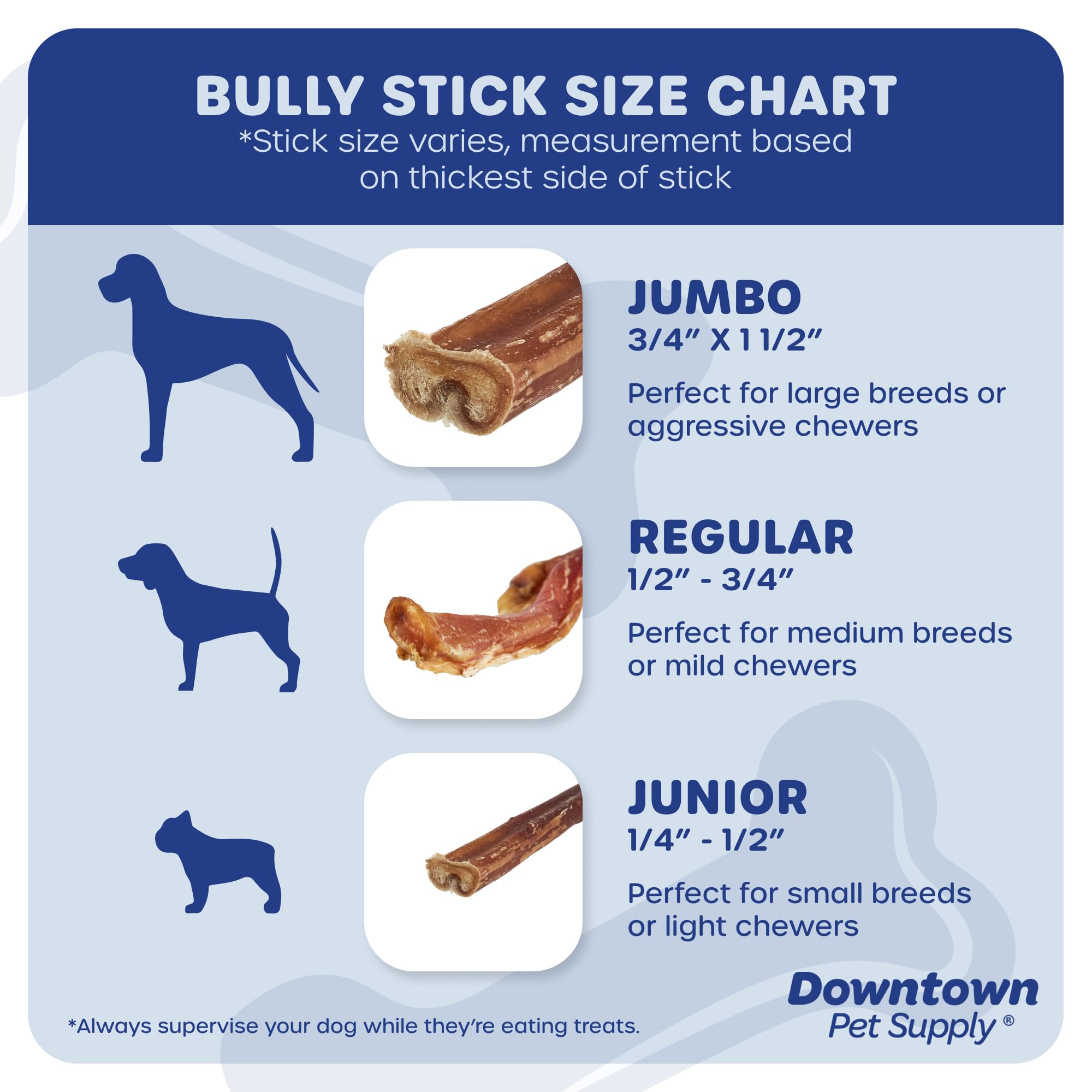 Downtown Pet Supply USA-Made 6, 8 Oz. Jumbo Bully Sticks for Large Dogs - Rawhide Free Dog Chews Long Lasting and Non-Splinterin