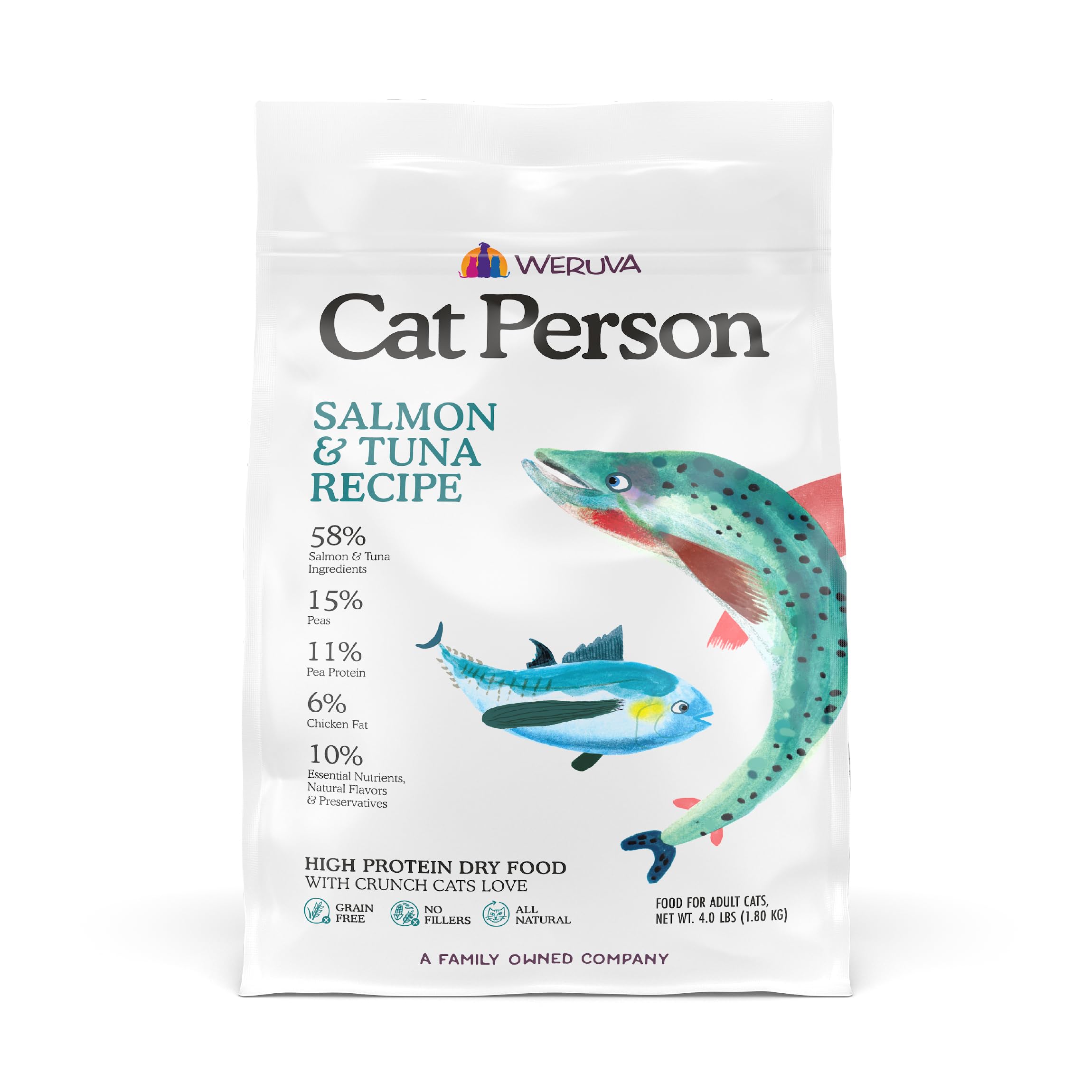 Cat Person, Salmon and Tuna Dry Cat Food, 4lb Bag