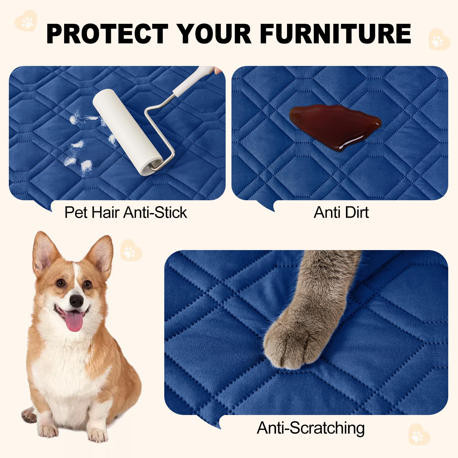 Smiry Waterproof Dog Blanket, 62X82 Inch Soft Pet Bed Cover Reversible, Washable Sofa Couch Furniture Protector For Small Medium