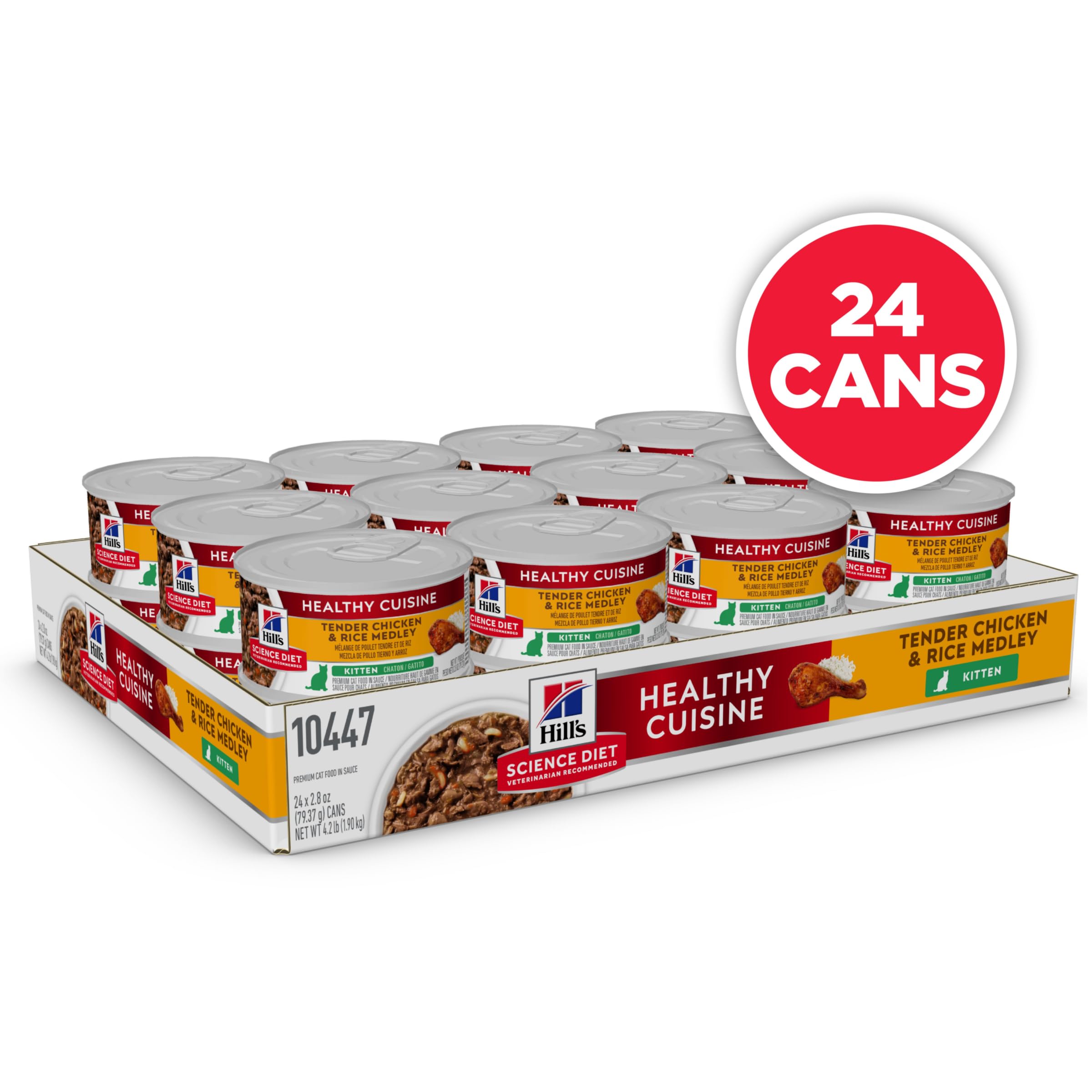 Hills Science Diet Healthy Cuisine, Kitten, Great Taste, Wet Cat Food, Chicken & Rice Stew, 2.8 oz Can, Case of 24