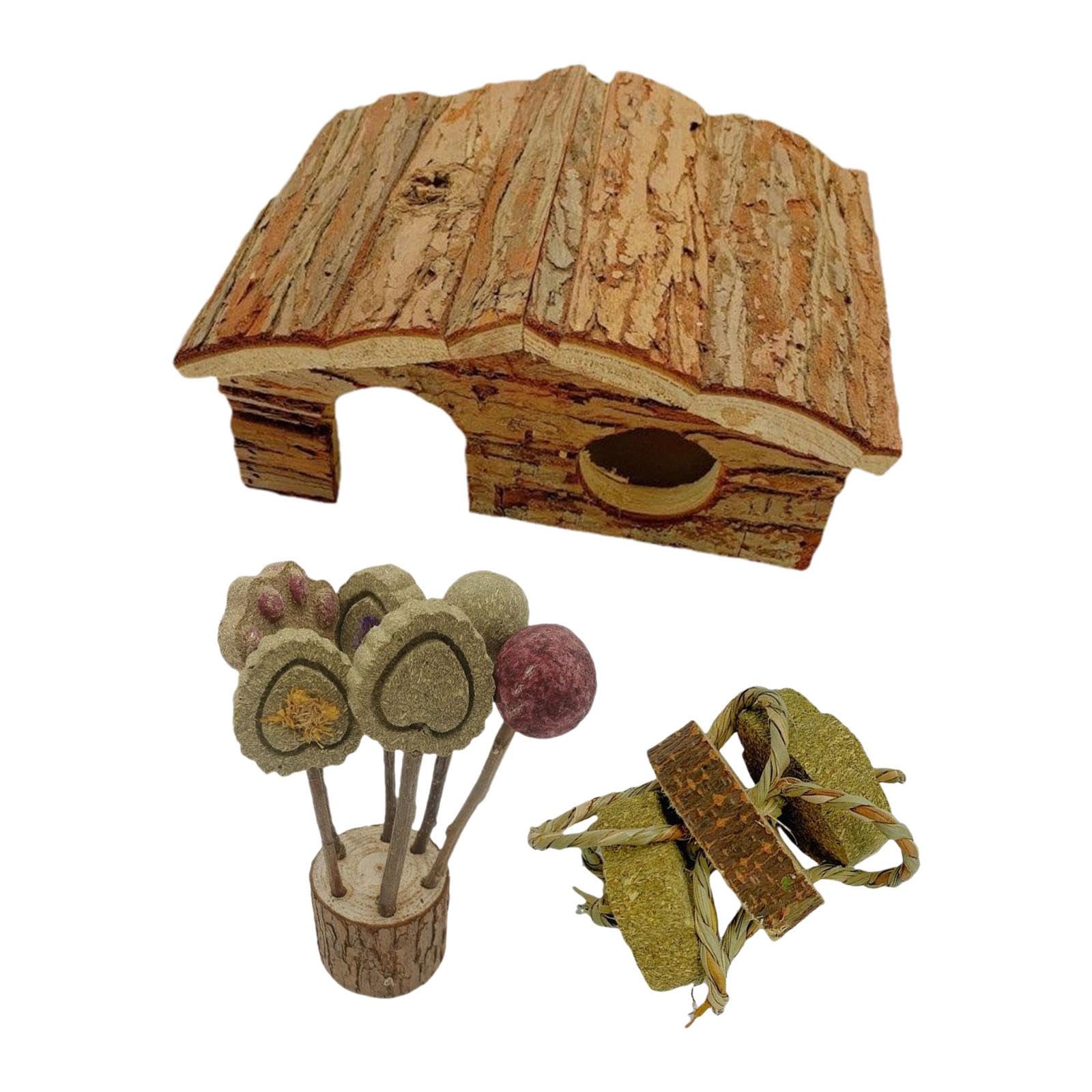 CALANDIS Hamster Wood House Small Animals Pets House for Gerbils Syrian Hamsters Mice | Beds Hammocks & Nesters | Small Animal S