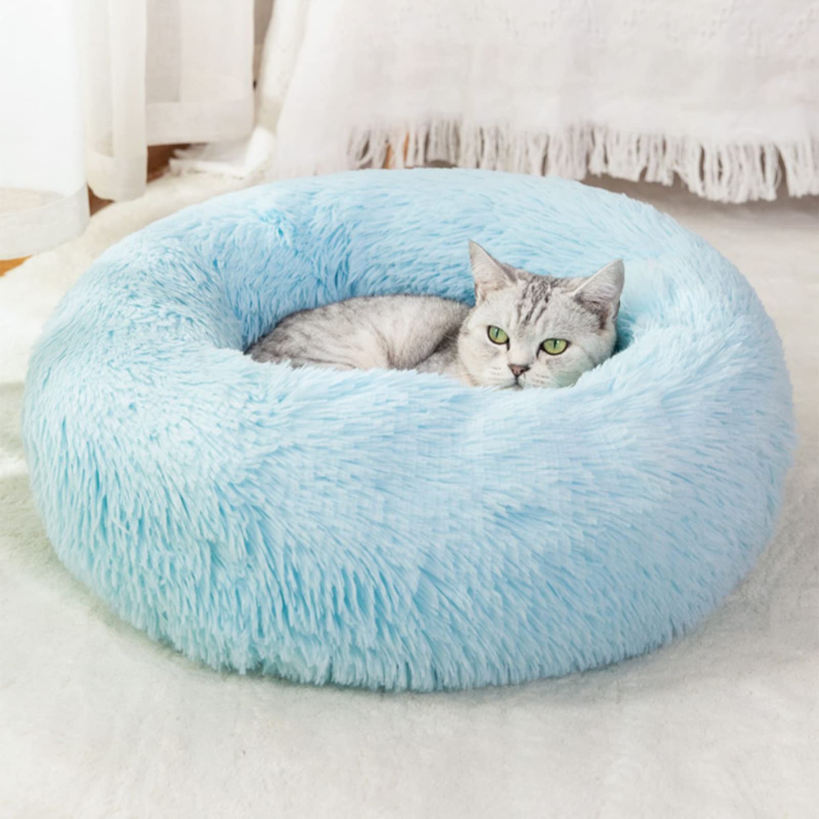 Nisrada Cat Beds For Indoor Cats,20 Inch Dog Bed For Small Melium Large Dogs, Washable-Round Pet Bed For Puppy And Kitten With Slip-Resistant Bottom