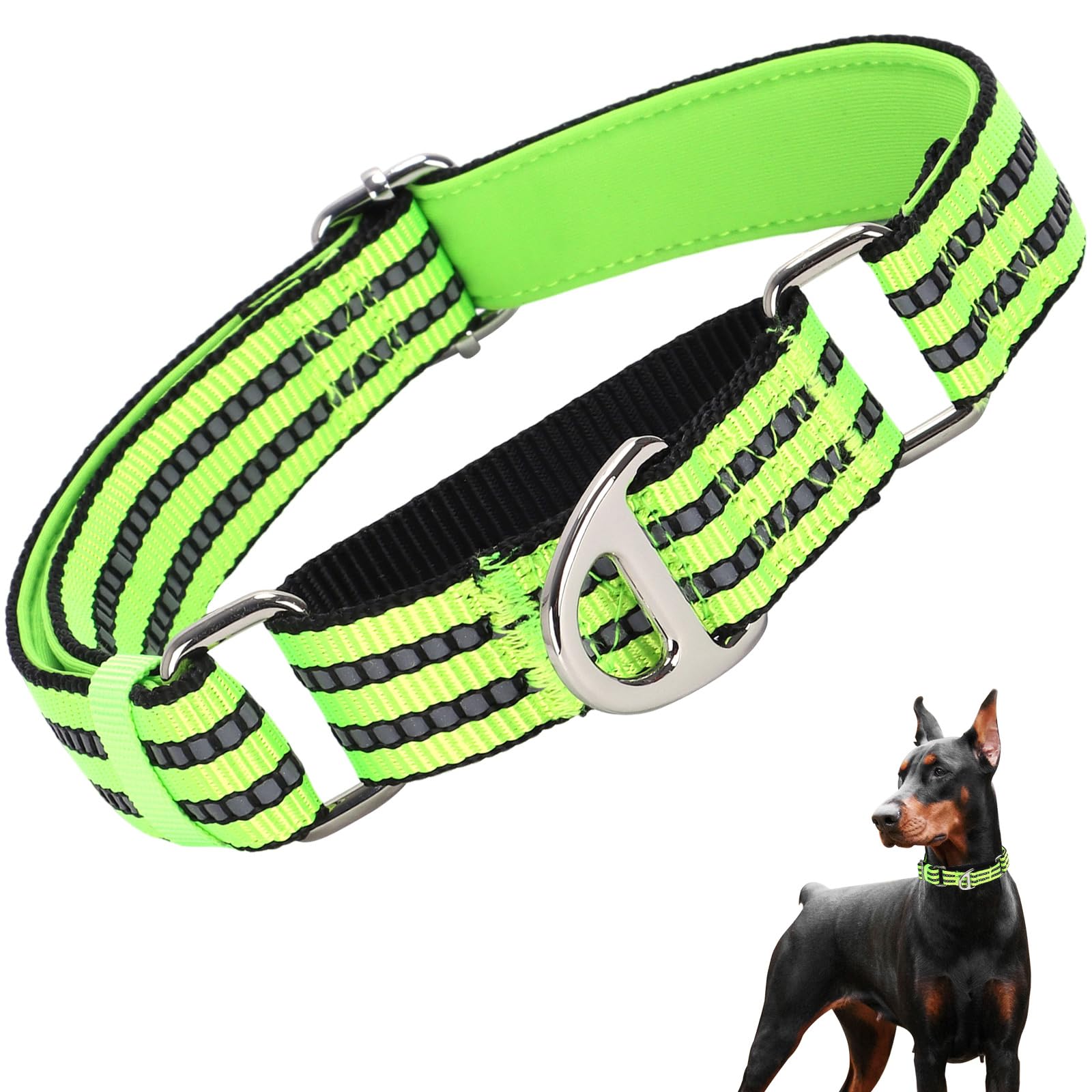 Martingale Collar For Large Dogs With No Buckle Reflective Nylon No Pull Choke Collar With Padded Comfort For Training, Walking 