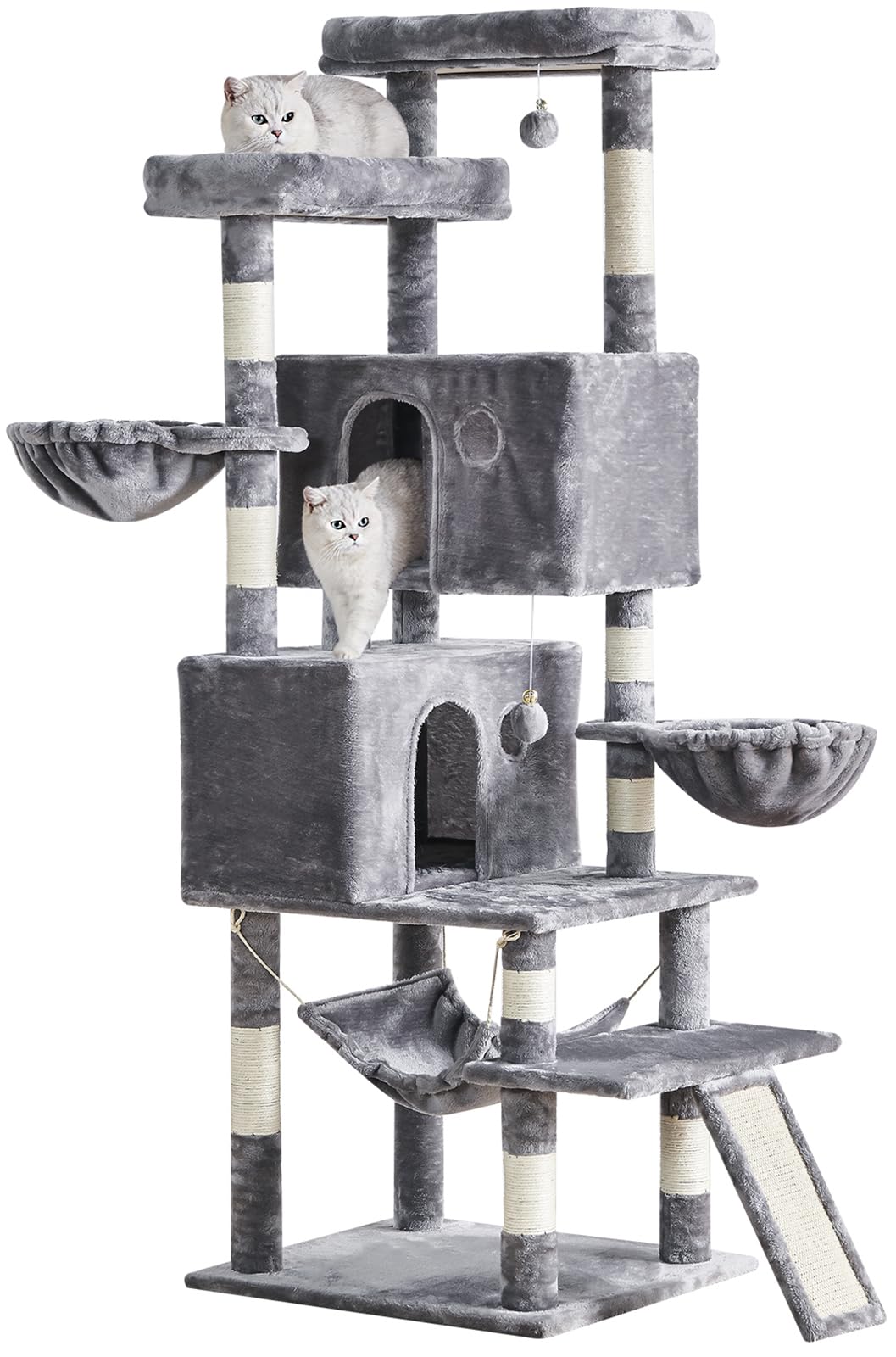 Cat Tree For Indoor Cats Large Adult, 66.9 Inches Multi-Level Tall Cat Tower With Sisal Scratching Posts, Large Plush Perches, S