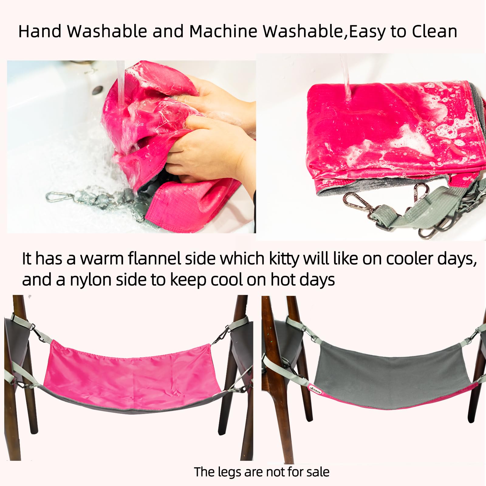 Qipan Cat Hammock - Washable Soft Outdoor Mat, Waterproof Cooling Pad For Cats & Small Animals (Large, Red)