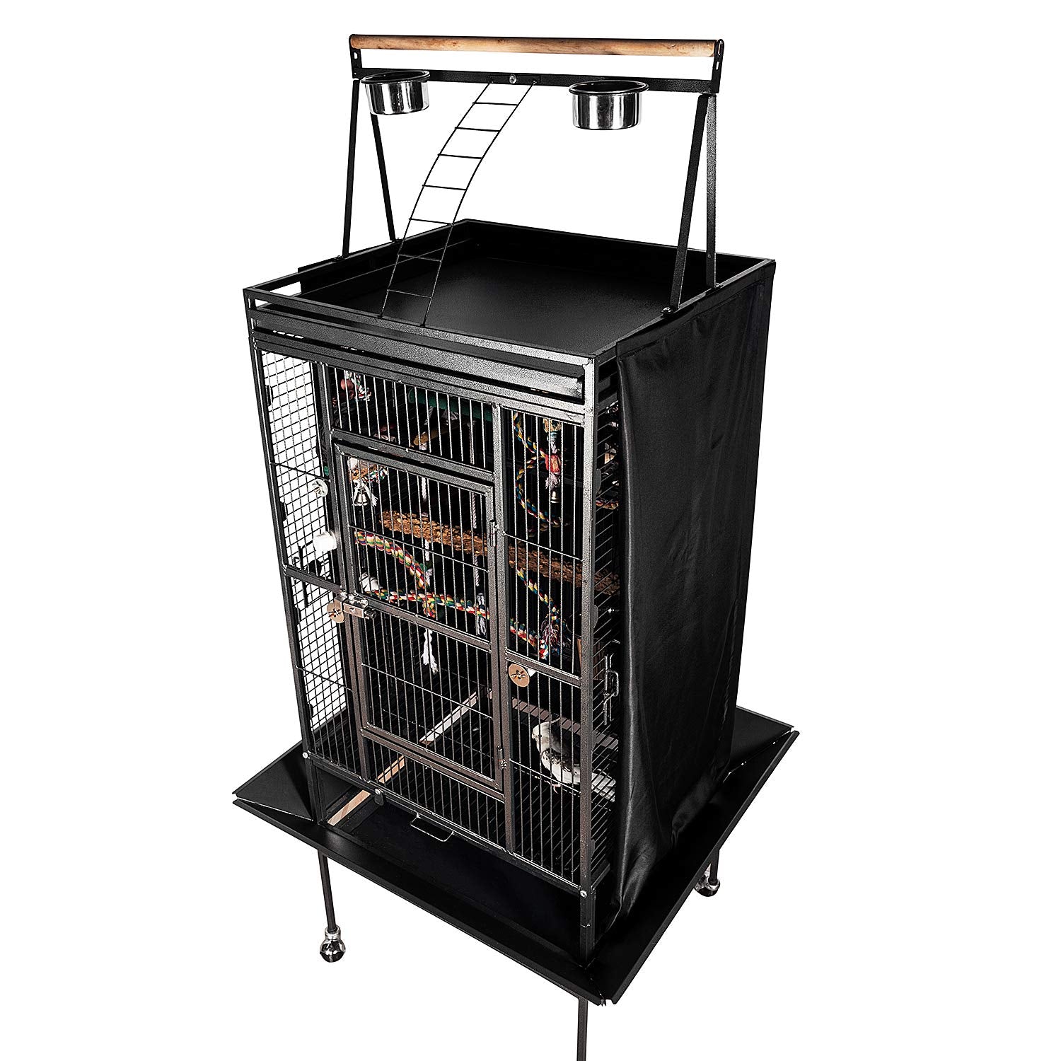 Colorday Good Night Bird Cage Cover For Large Bird Cage With Play Top (Patent Pending), Black 68''