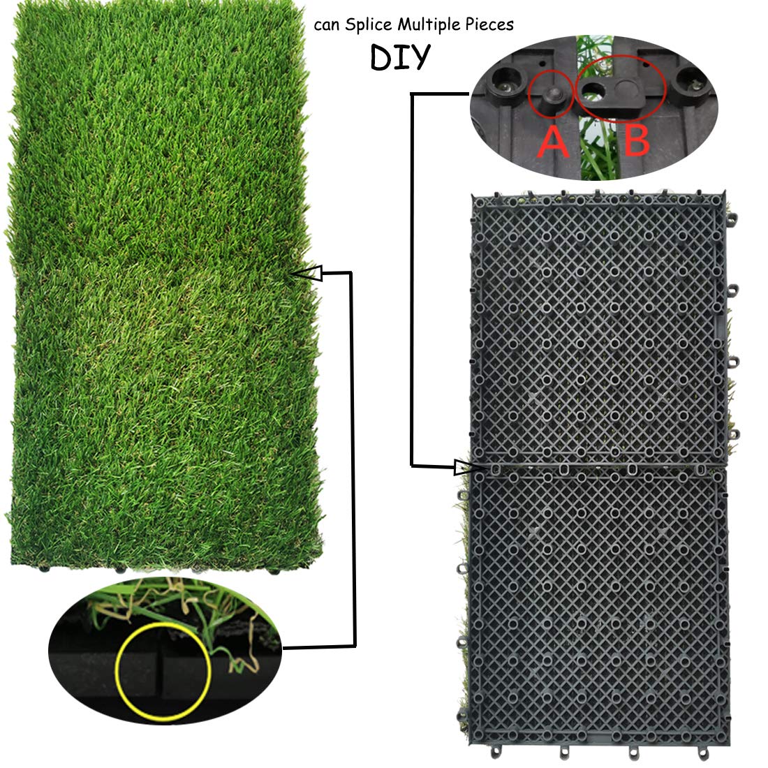 Hamiledyi 2 Pcs Artificial Rabbit Grass Mat 11.8 X 11.8 Reusable Guinea Pig Pee Pads Dog Grass Pee Pads For Puppy Bunny Chin