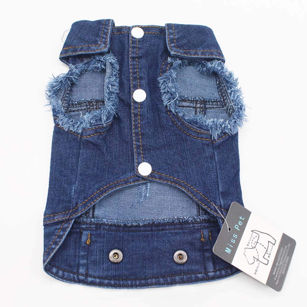 MISSPET Soft Blue Jeans Denim Cute Pet Dog Puppy Coat Jacket Clothes Costume Apparel Hoodies for Small Medium Dog