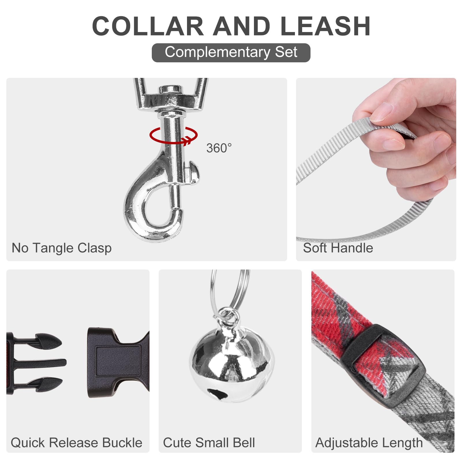 EXPAWLORER Classic Plaid Dog Harness - Large Dog Collar and Leash - Soft Mesh Padded Adjustable Step in Dog Vest Harness No Pull