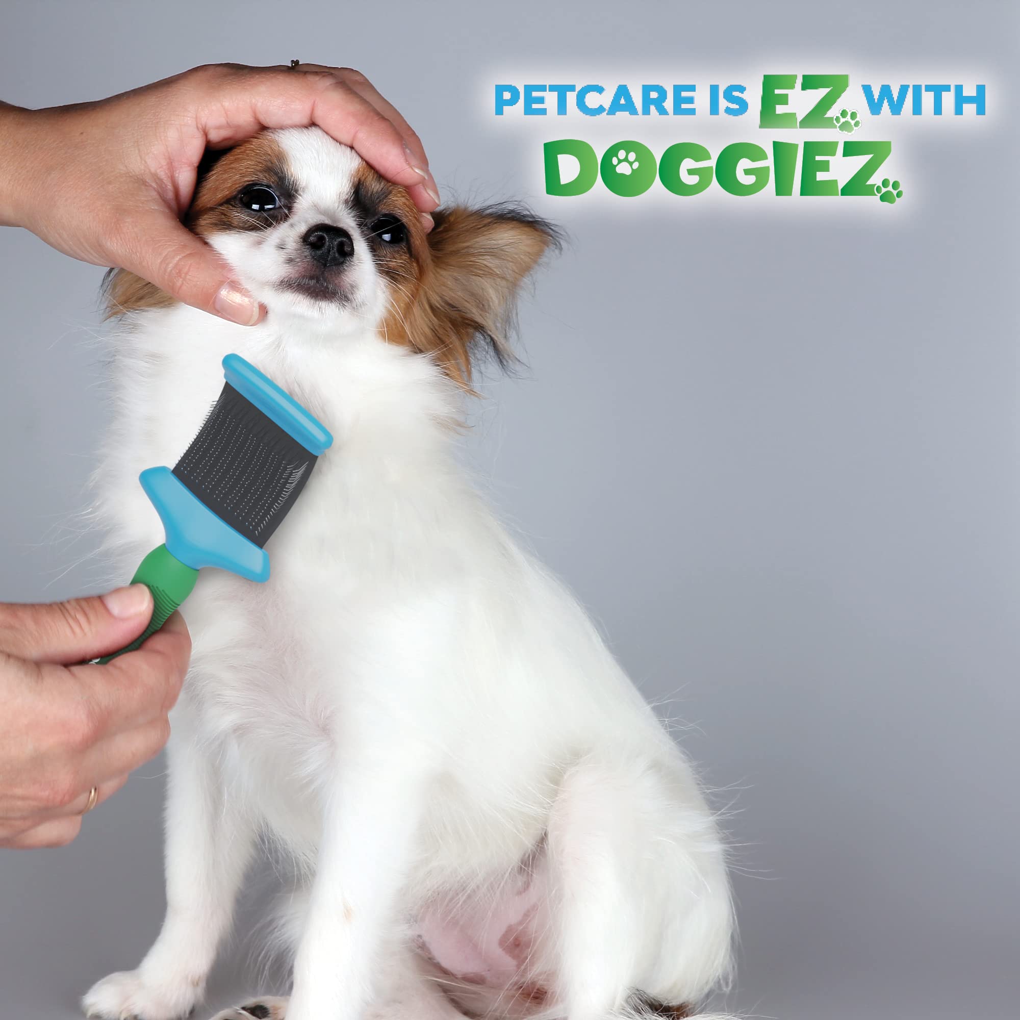 Doggiez Pet Supplies - Deshedding Brush For Dogs, Cats & Puppies - Flexible Grooming Comb For Long & Short Hair Breeds