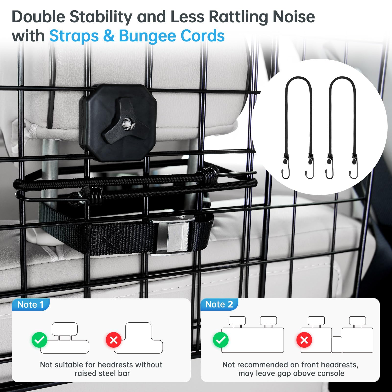 Vetoos Car Suv Dog Barrier, Vehicles Pet Divider For Trunk Cargo Area - Foldable For Easy Storage, Extendable For Universal Fit, Straps & Bungee Cords For Double Stability