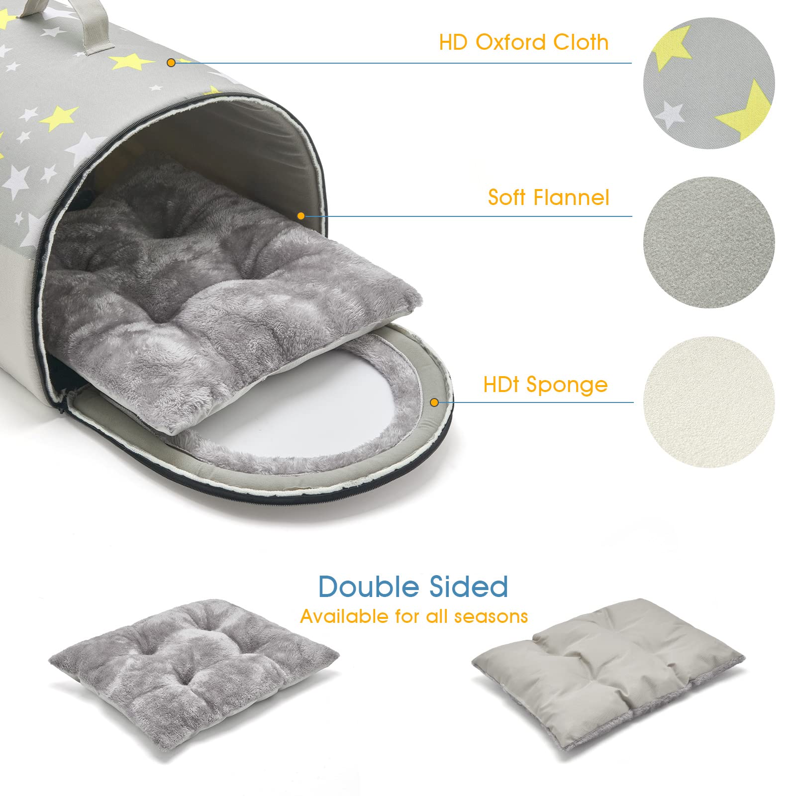 Jiupety Cozy Small Pet Dog House, 2 In 1 Puppy House, S Size For Cat And Puppy, Warm Cave Sleeping Nest For Cats And Dogs, Grey