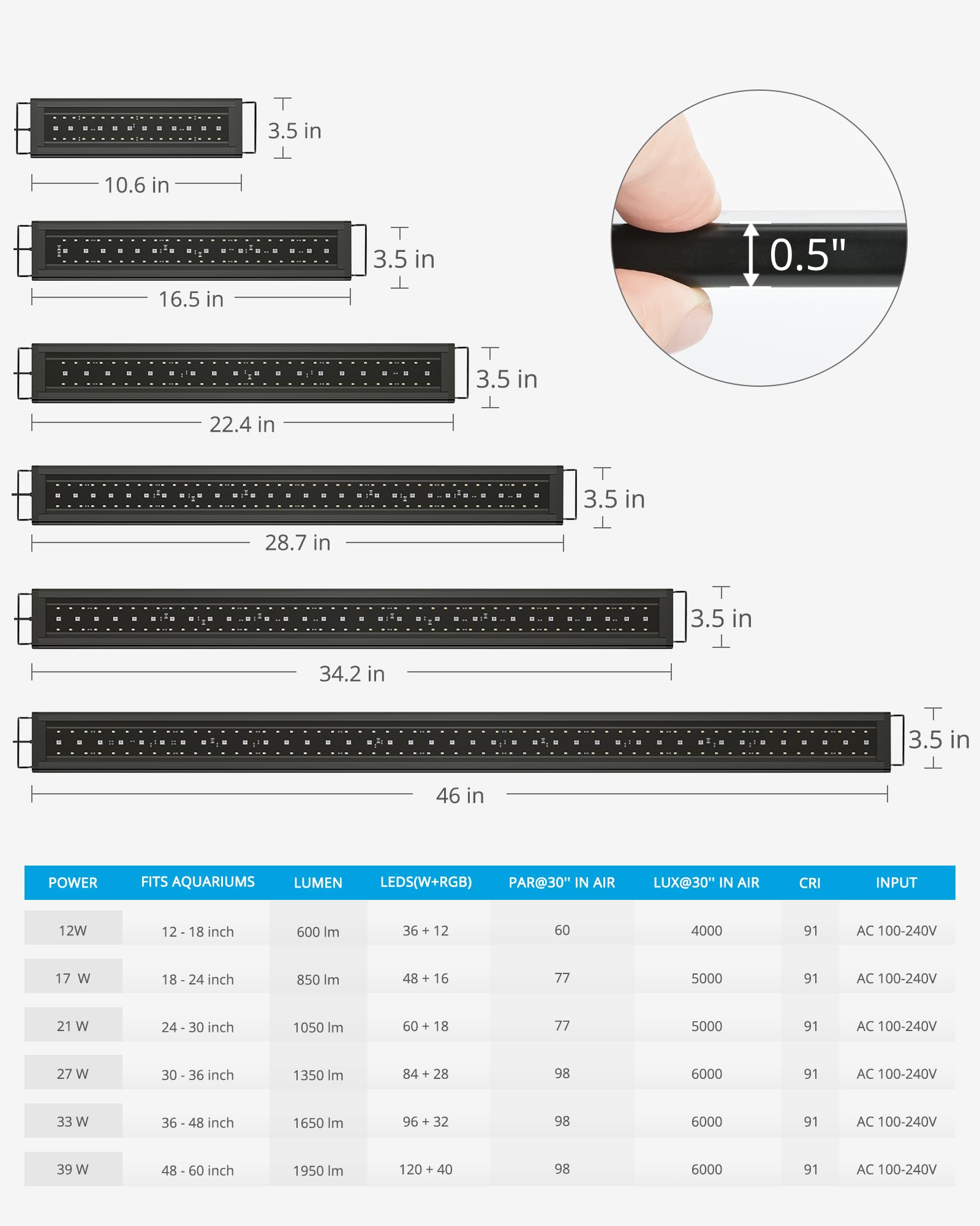 Nicrew Rgb+W 24/7 Led Aquarium Light With Remote Controller, Full Spectrum Fish Tank Light For Planted Freshwater Tanks, Planted Aquarium Light With Extendable Brackets To 12-18 Inches, 12 Watts