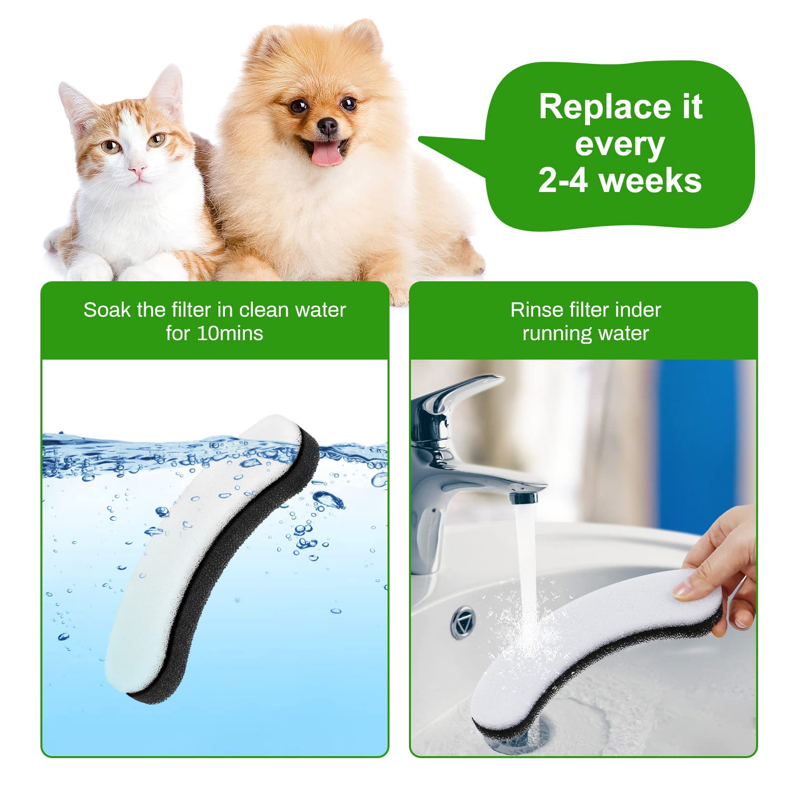 4 Pack Replacement Filters for DF10 & DF30 Automatic Pet Water Dispenser, BFLICROY Dog Water Filter Replacement, Carbon Cat Wate