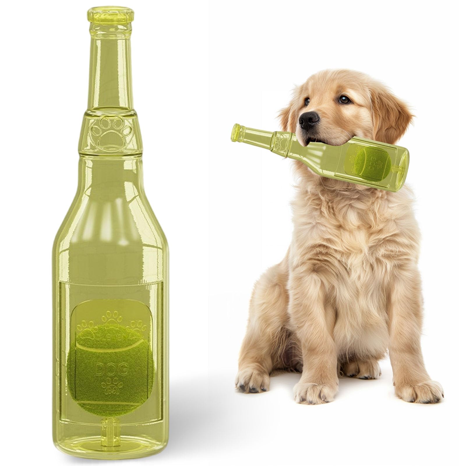 Squeaky Chew Toy For Dogs, Tpr Bottle With Tennis Ball Inside