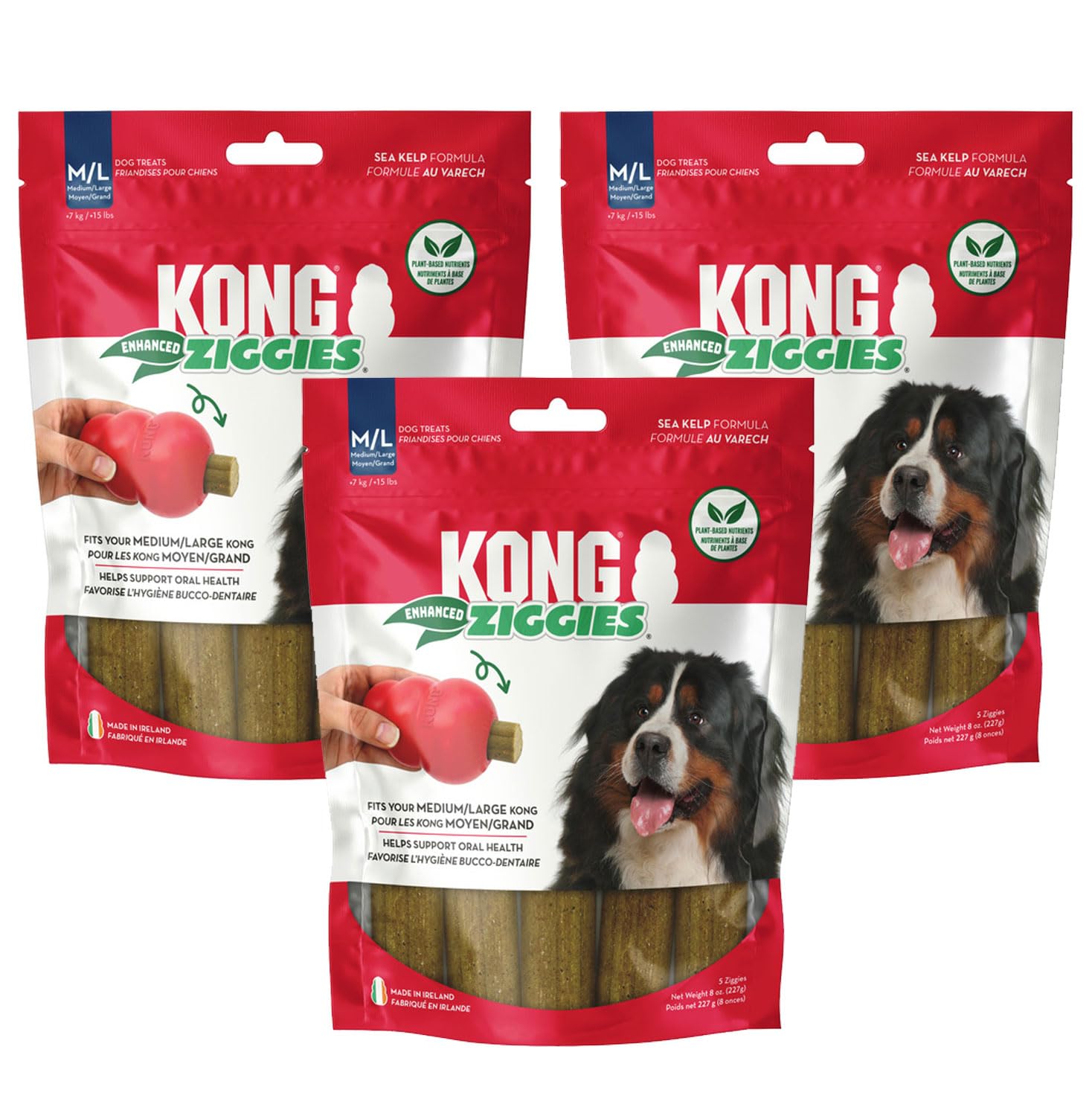 Kong Enhanced Ziggies Large Dog Treat, 8-Ounce (Pack of 3)