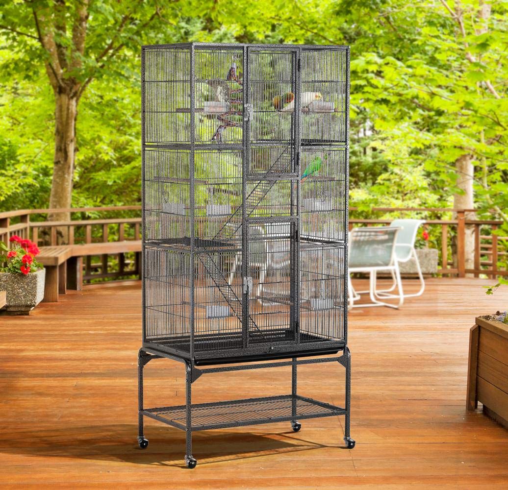 Yaheetech 69-Inch Extra Large Bird Cage Metal Parrot Cage for Mid-Sized Parrots Cockatiels Conures Parakeets Lovebirds Budgie Fi
