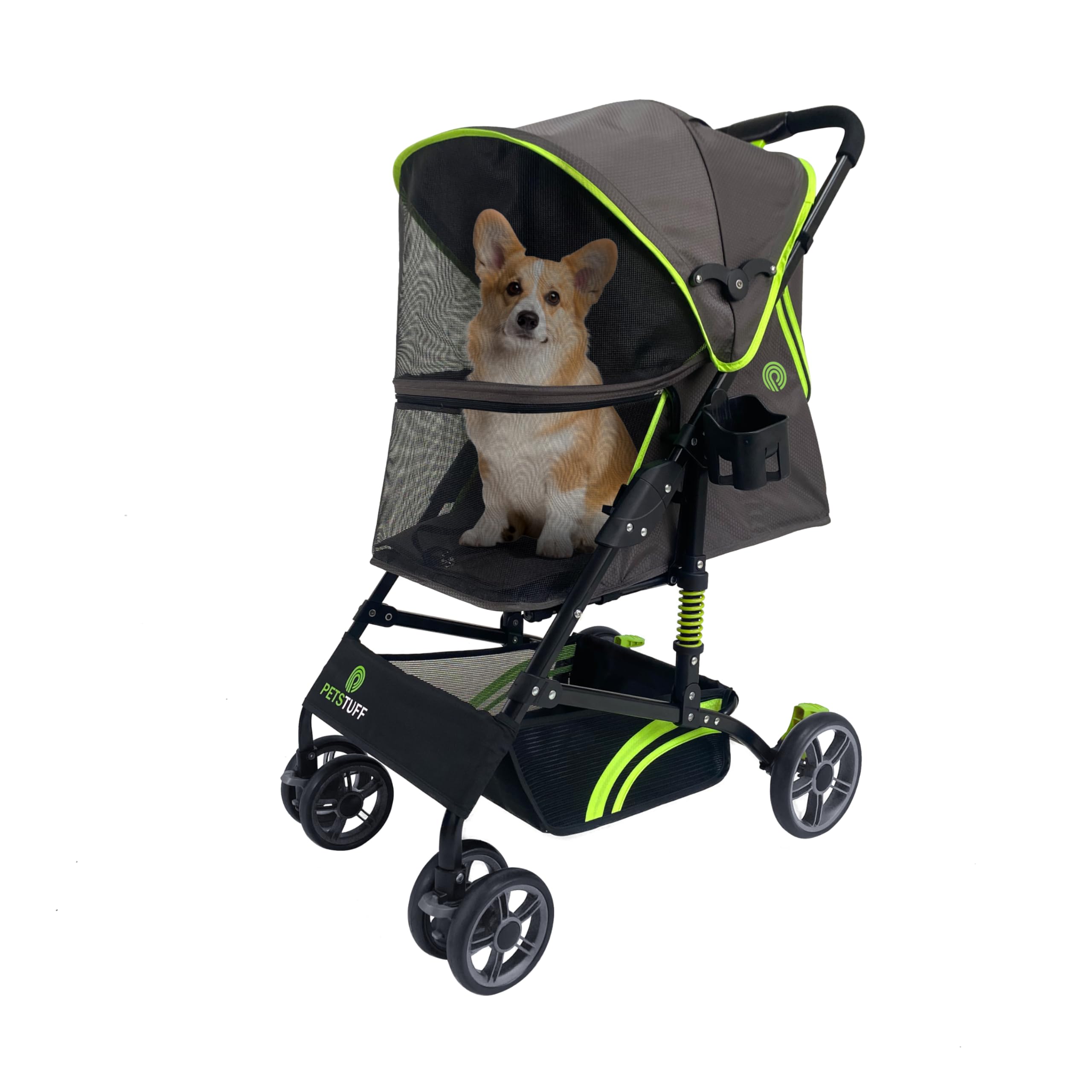 Pets Tuff 22    Buddy Buggies Foldable Pet Stroller - Shock Absorbing Frame With Storage - Machine Washable Fabric - Durable Mes